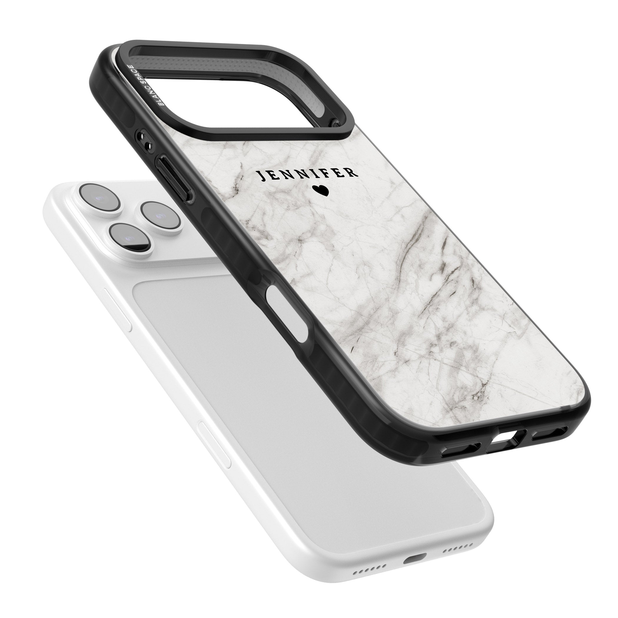 Personalised Light Grey Marble iPhone 17 Pro Impact Black Phone Case Colours