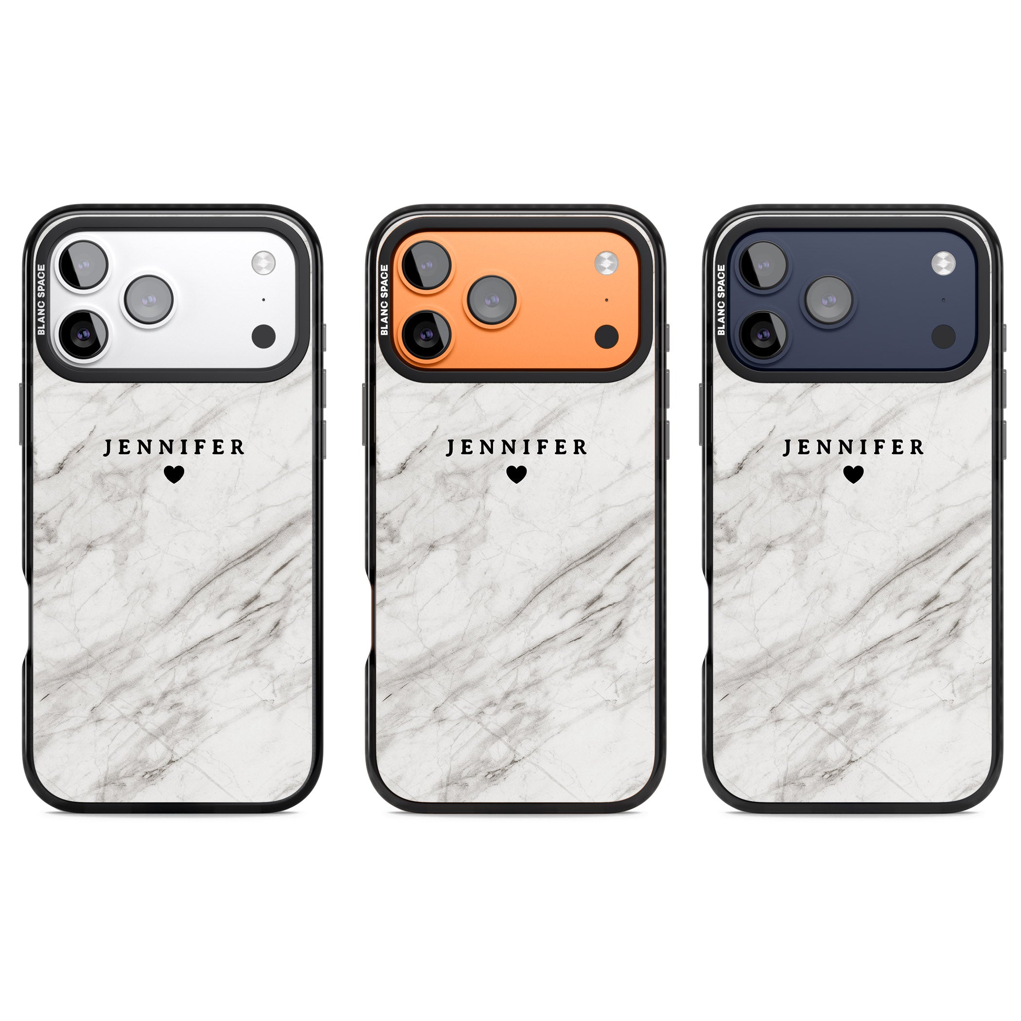 Personalised Light Grey Marble iPhone 17 Pro Impact Black Phone Case APT Impact Protection