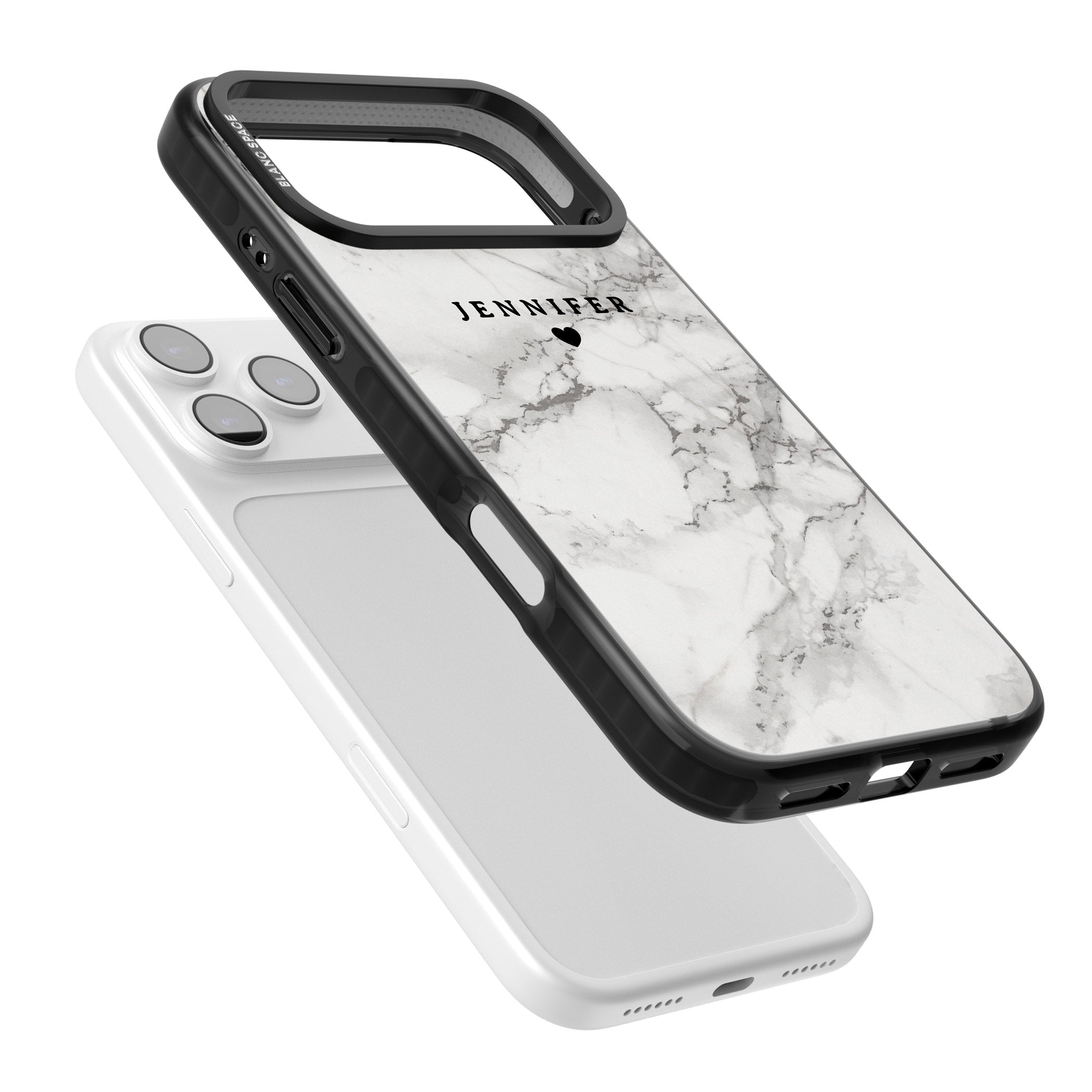 Personalised Classic Grey Marble iPhone 17 Pro Impact Black Phone Case Colours