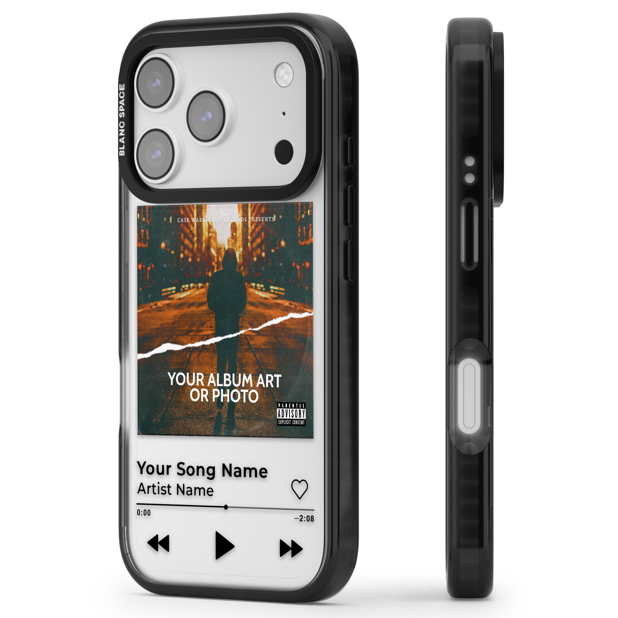 Personalised Album Art iPhone 17 Pro Impact Black Phone Case Side Profile