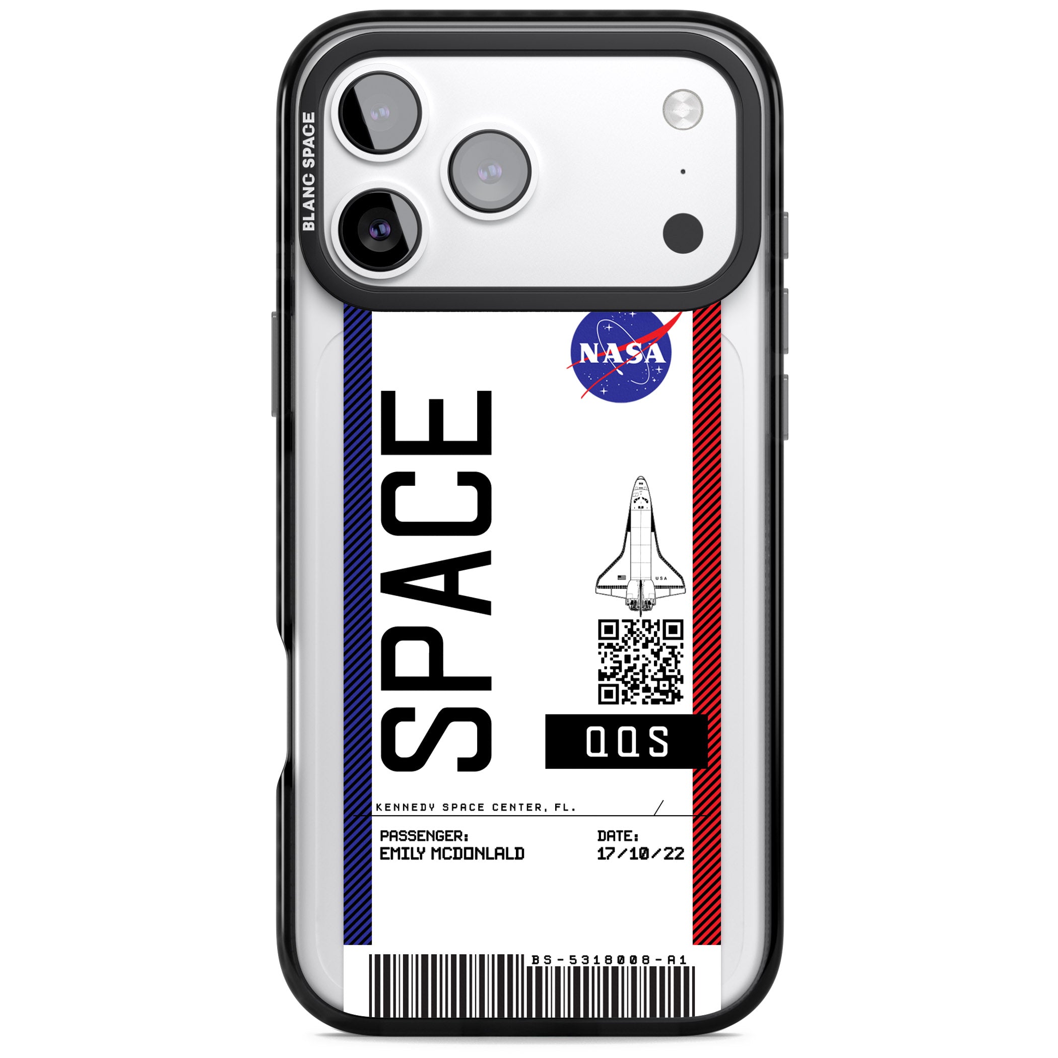Personalised Nasa Boarding Pass (Light) iPhone 17 Pro Impact Black Phone Case