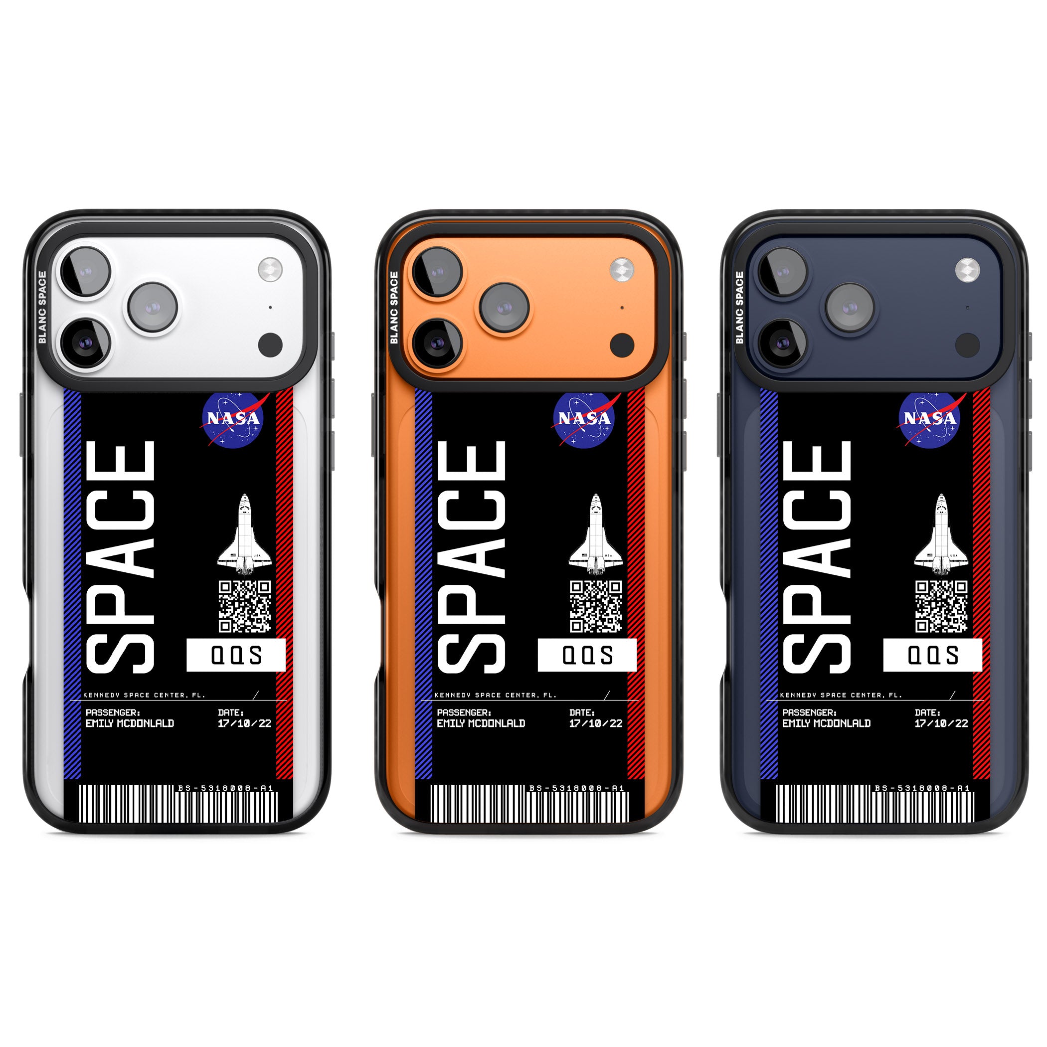 Personalised Nasa Boarding Pass (Dark) iPhone 17 Pro Impact Black Phone Case APT Impact Protection