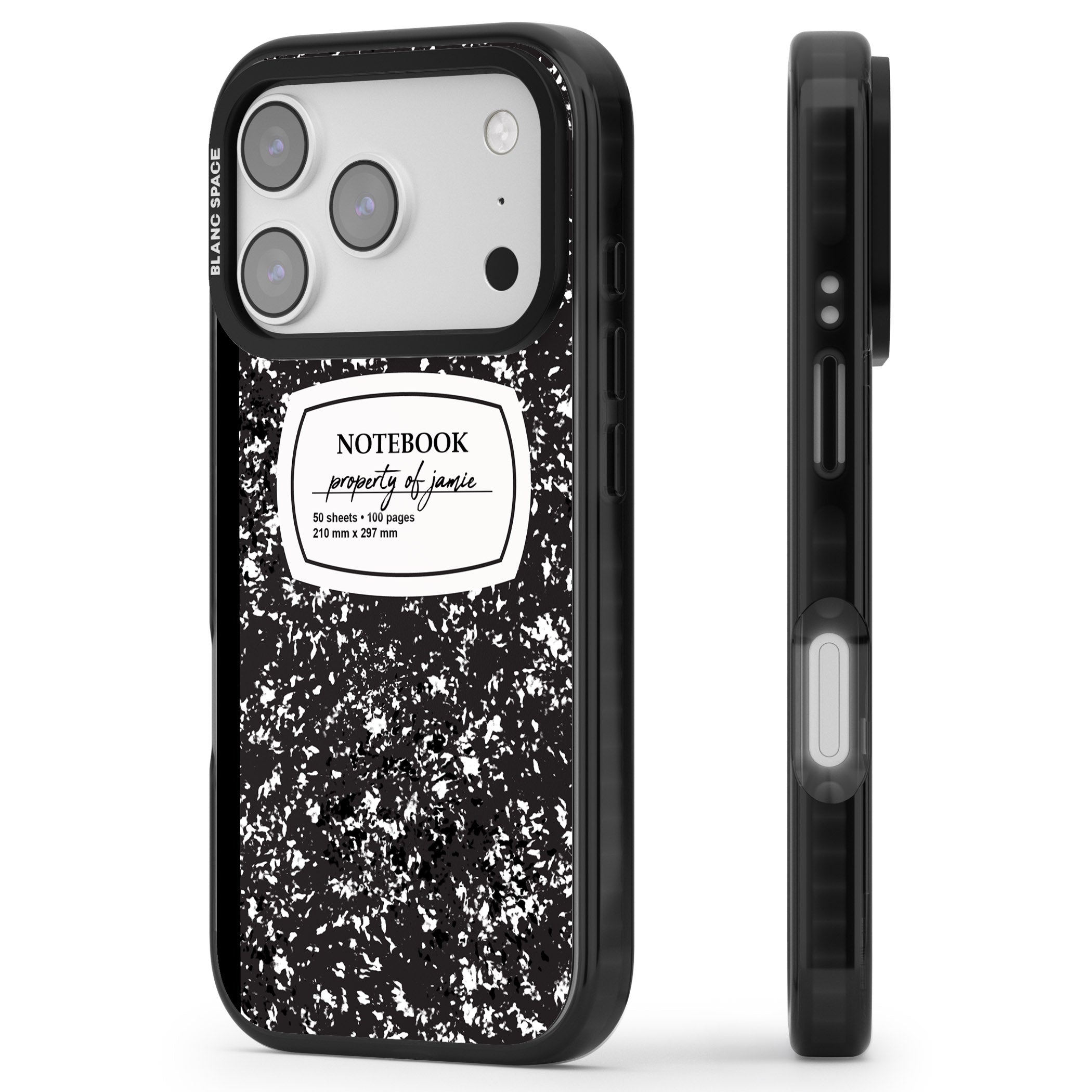 Personalised Classic Composition iPhone 17 Pro Impact Black Phone Case Side Profile