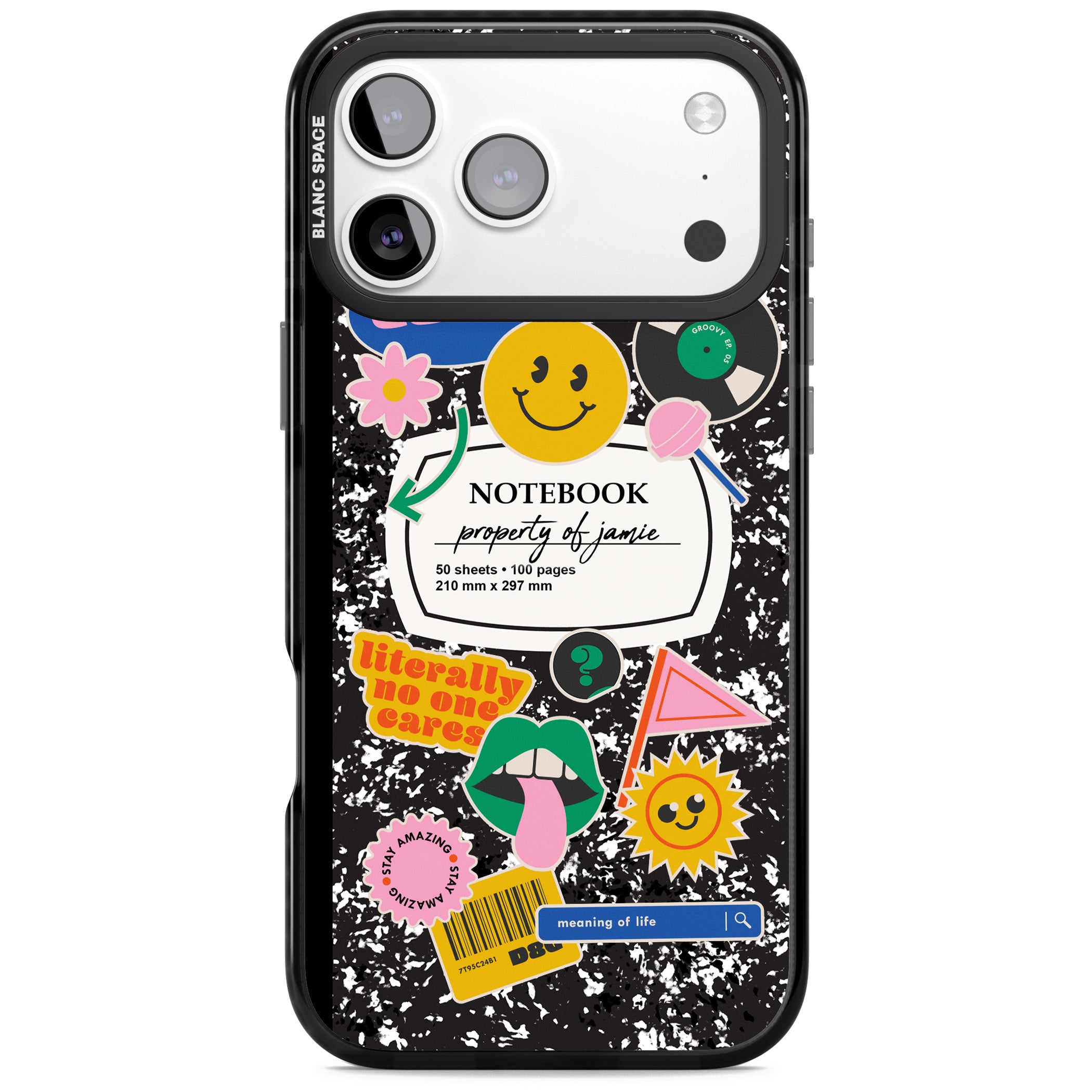 Personalised Quirky Notebook iPhone 17 Pro Impact Black Phone Case