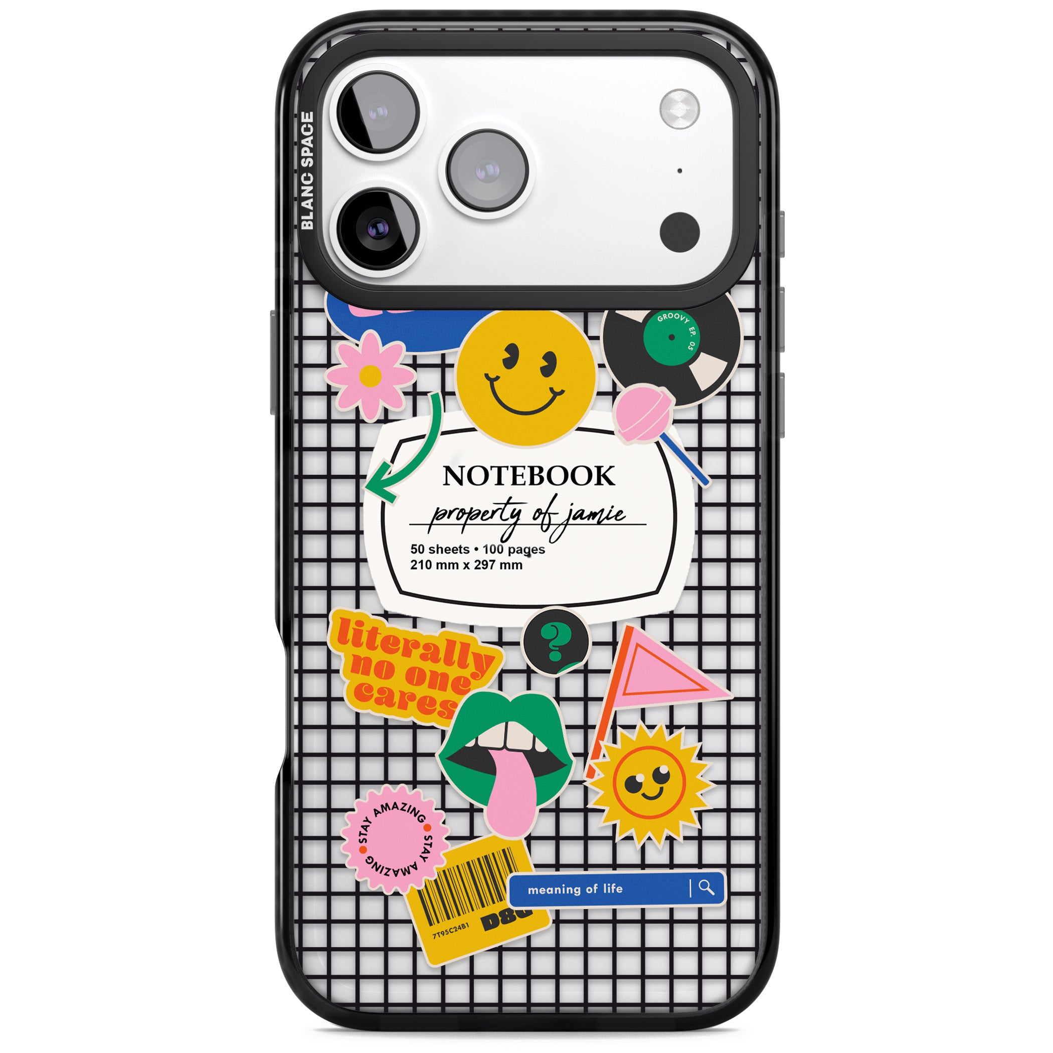 Personalised Sticker Mix Grid iPhone 17 Pro Impact Black Phone Case