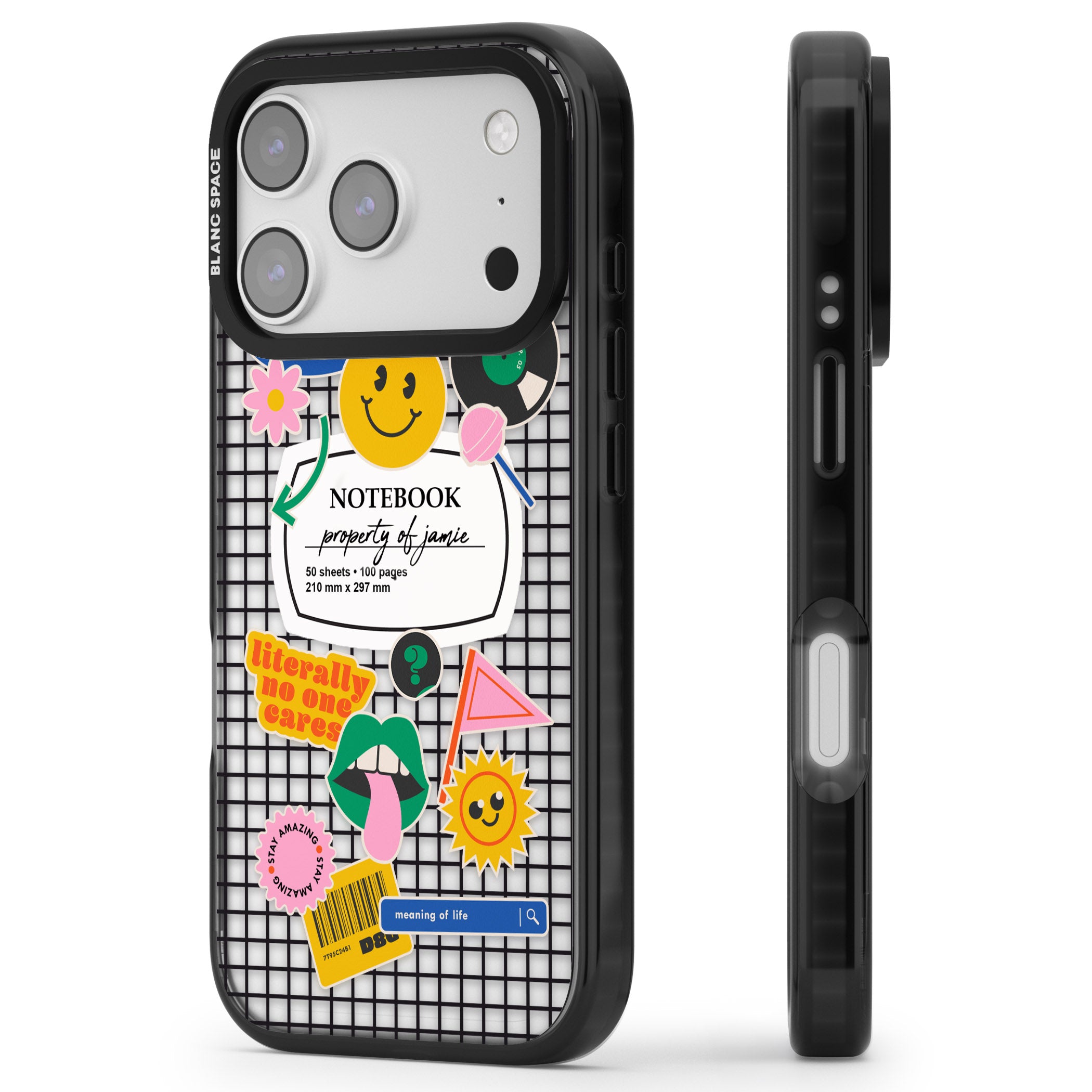 Personalised Sticker Mix Grid iPhone 17 Pro Impact Black Phone Case Side Profile