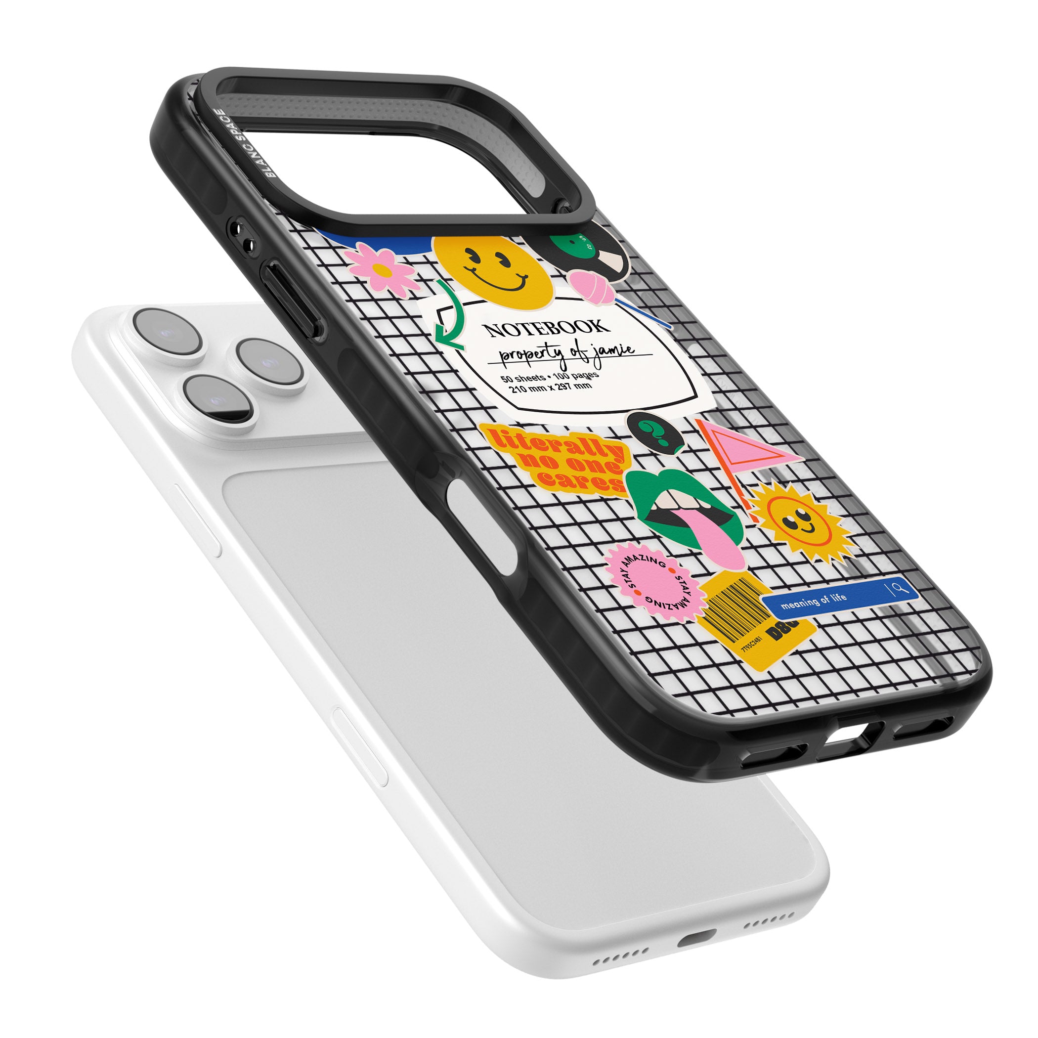 Personalised Sticker Mix Grid iPhone 17 Pro Impact Black Phone Case Colours