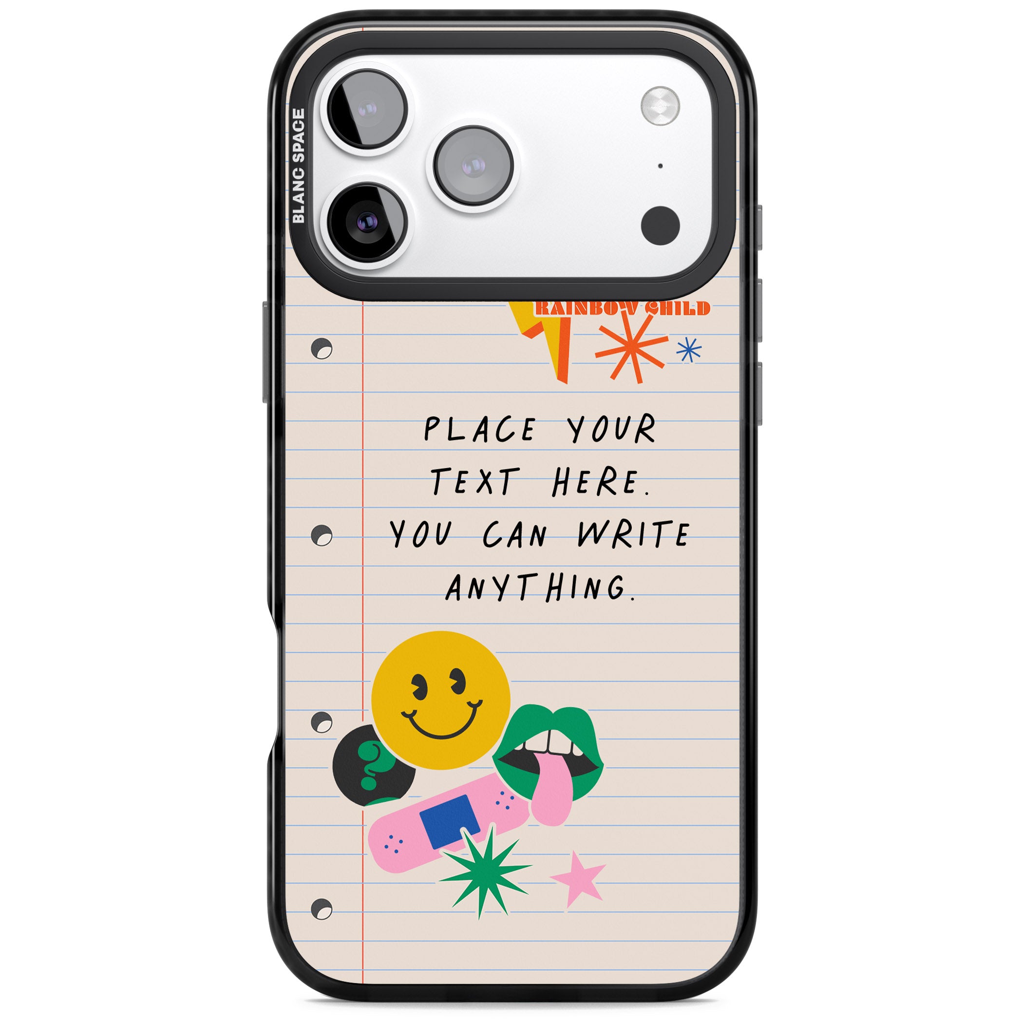 Personalised Retro Rainbow Fun iPhone 17 Pro Impact Black Phone Case