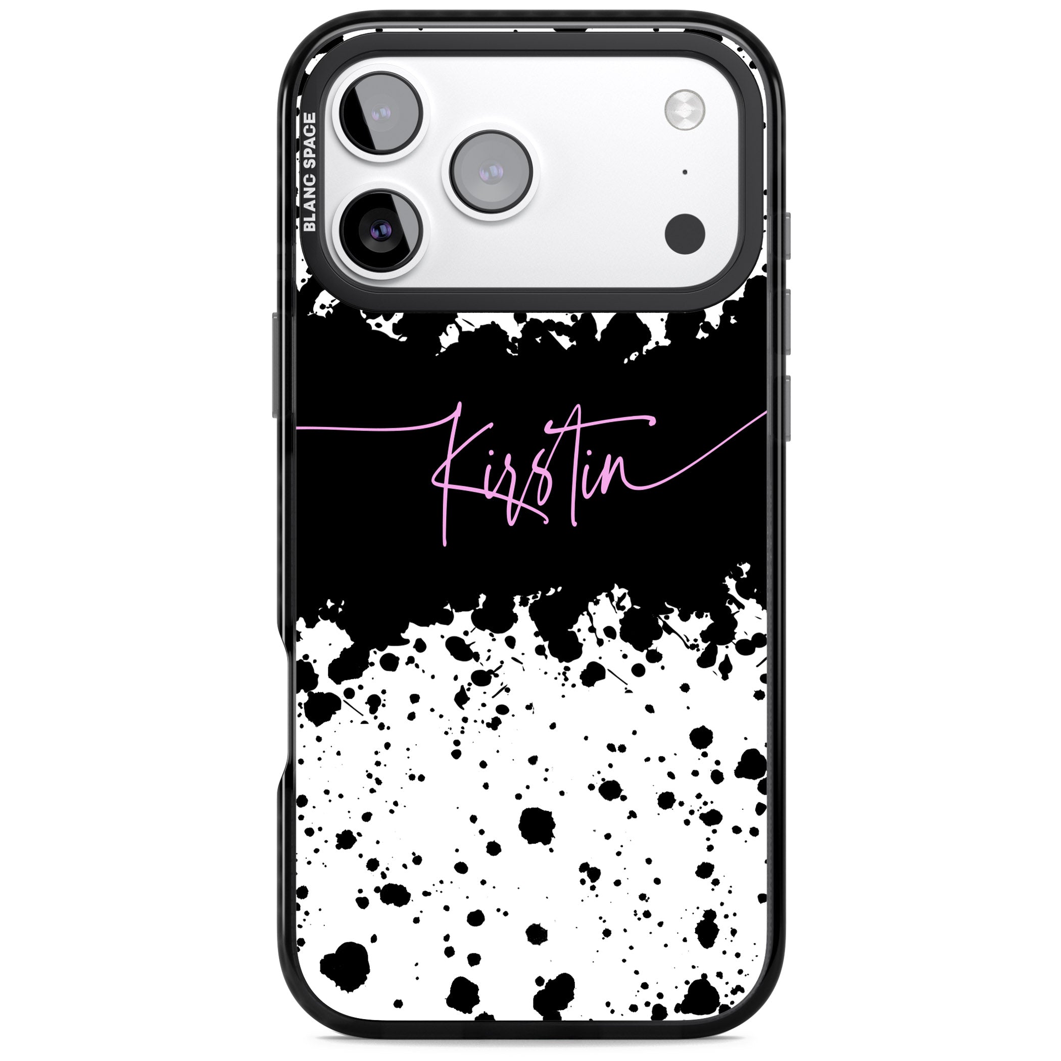 Personalised Bold Paint Splatters iPhone 17 Pro Impact Black Phone Case