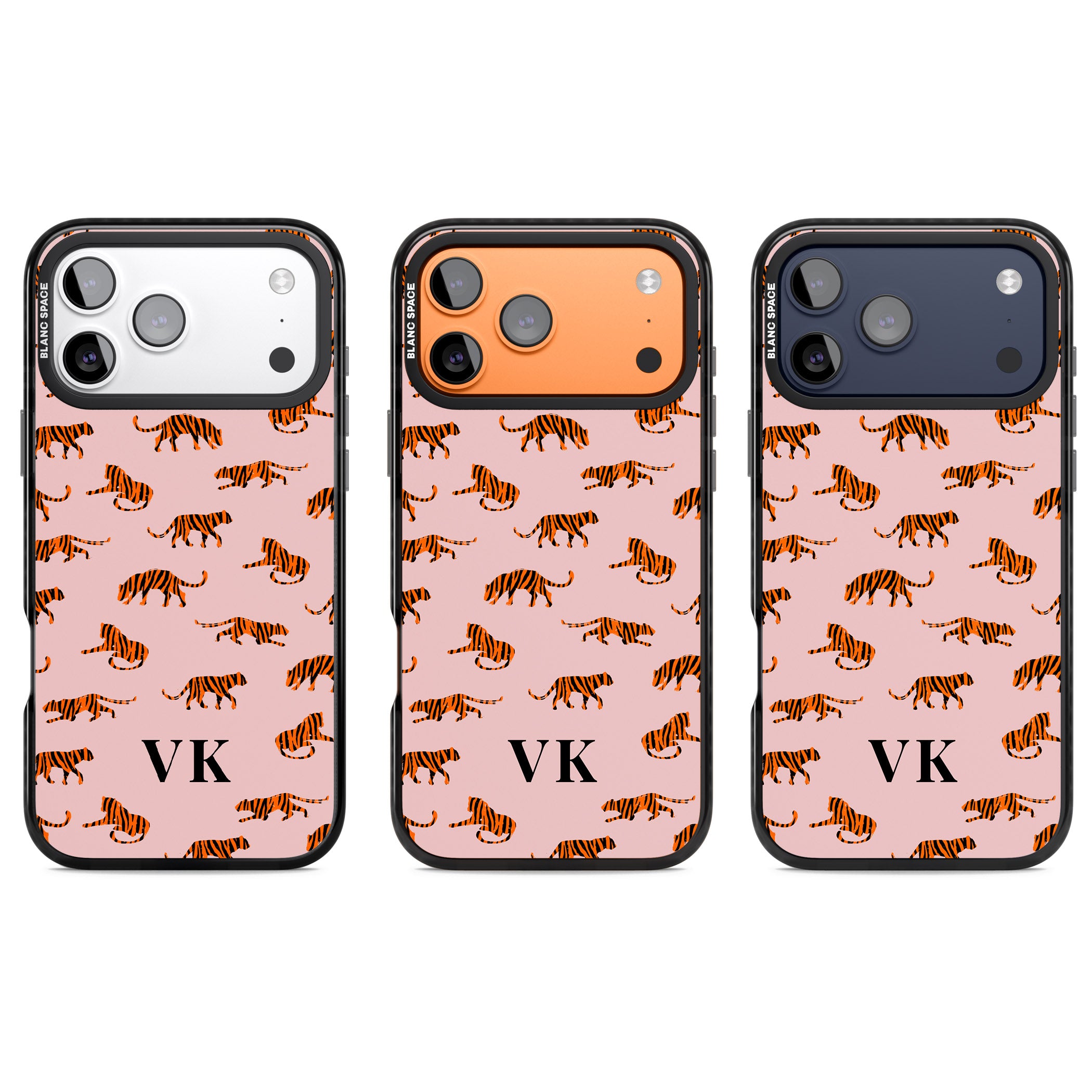 Personalised Pink Safari Tiger Pattern iPhone 17 Pro Impact Black Phone Case APT Impact Protection
