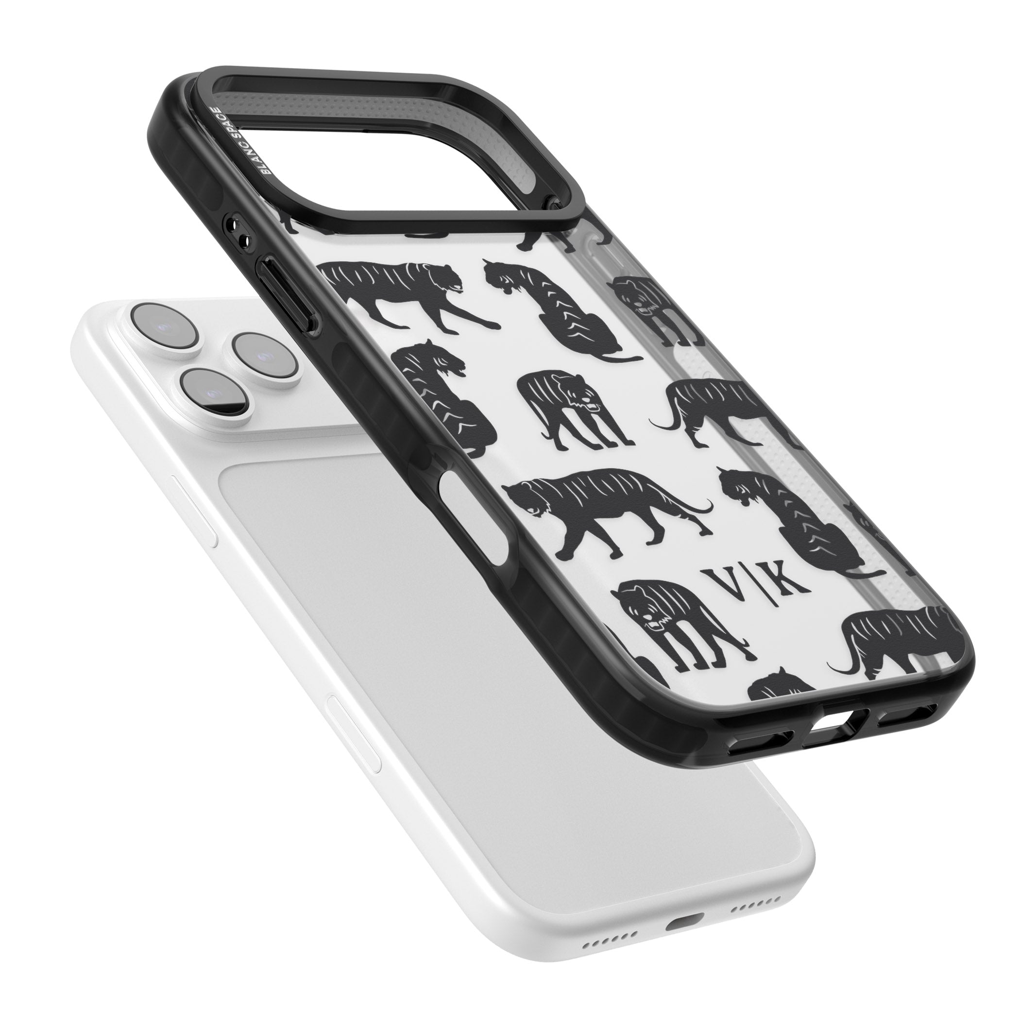 Personalised Tiger Silhouettes iPhone 17 Pro Impact Black Phone Case Colours