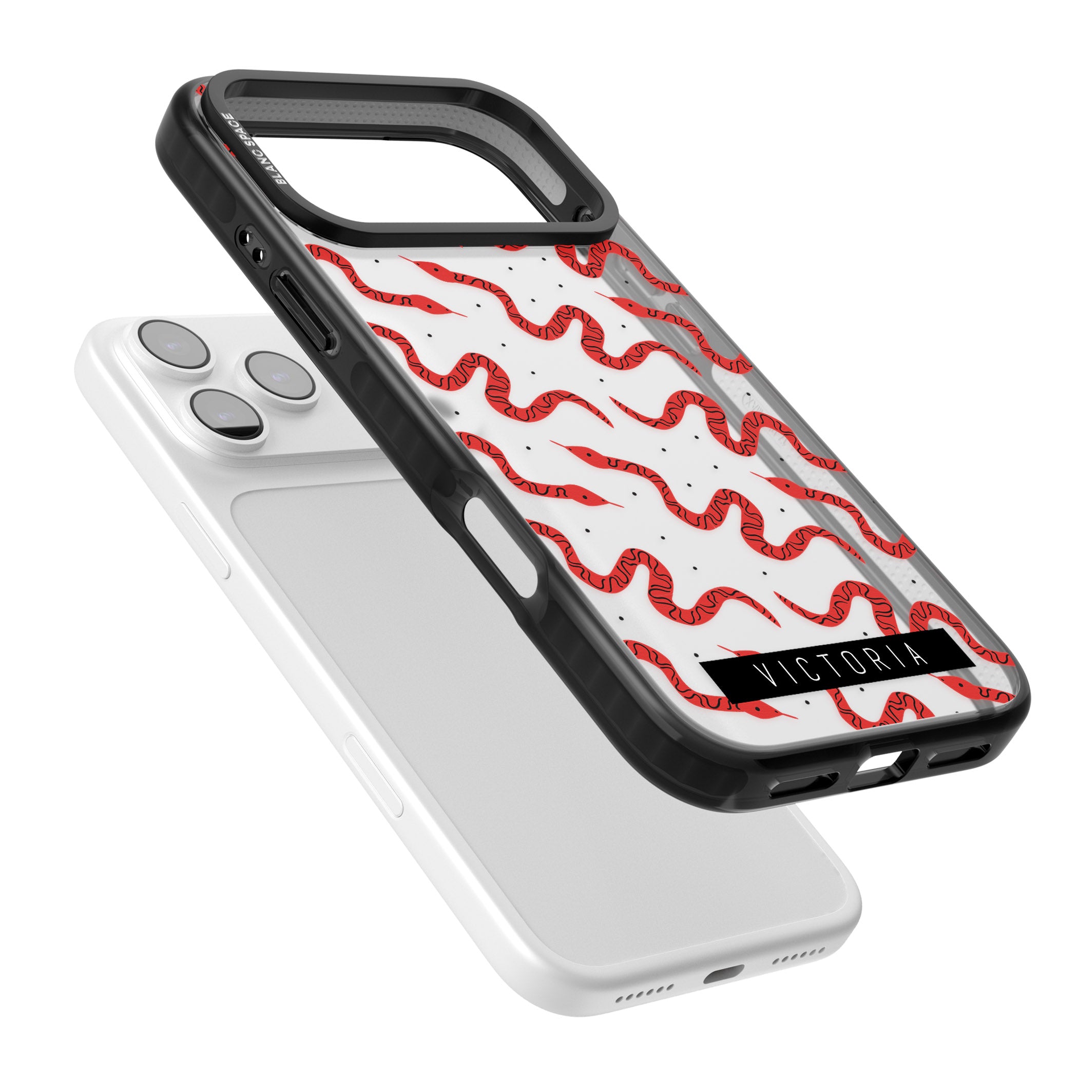 Personalised Red Snake Pattern iPhone 17 Pro Impact Black Phone Case Colours