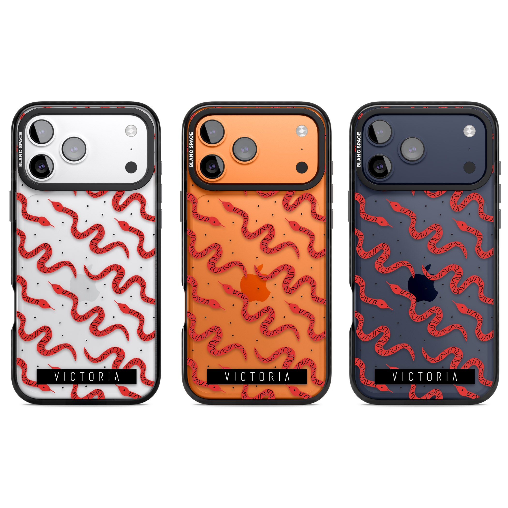 Personalised Red Snake Pattern iPhone 17 Pro Impact Black Phone Case APT Impact Protection