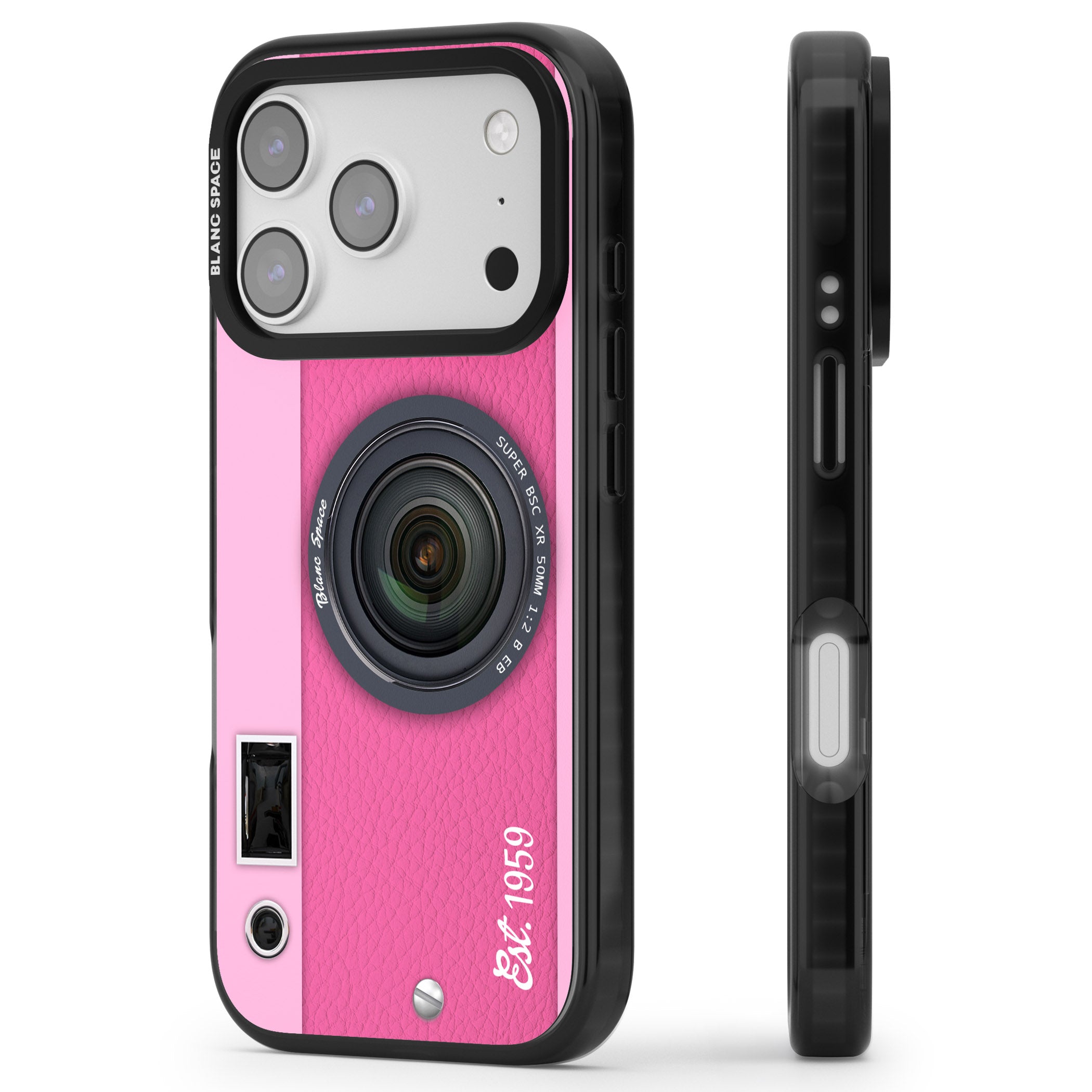 Personalised Pink Dream Camera iPhone 17 Pro Impact Black Phone Case Side Profile