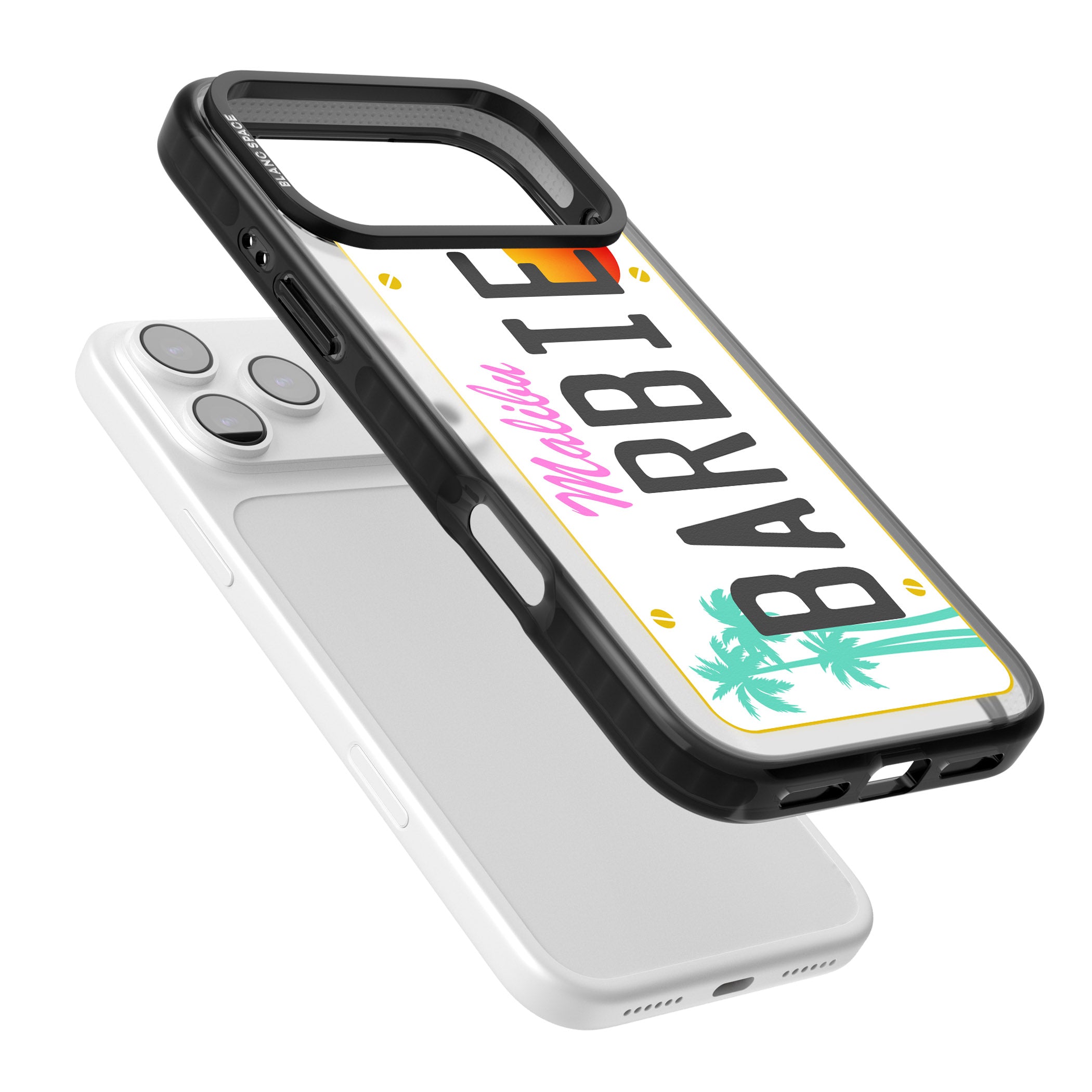 Personalised Malibu License Plate iPhone 17 Pro Impact Black Phone Case Colours