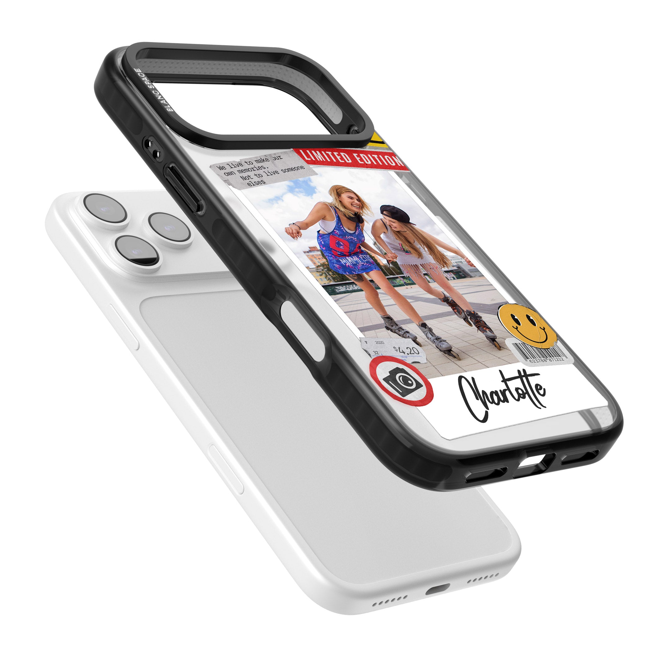 Personalised Sticker Mix Instant Photo iPhone 17 Pro Impact Black Phone Case Colours