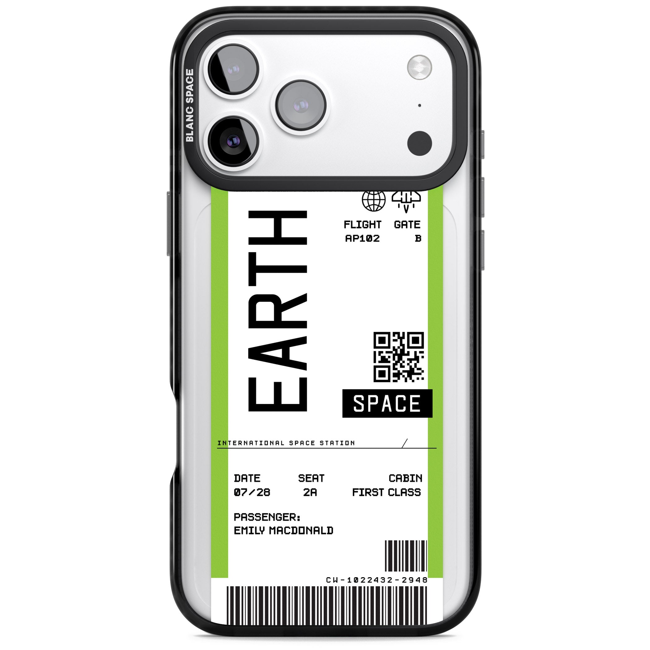 Personalised Earth Travel Ticket iPhone 17 Pro Impact Black Phone Case