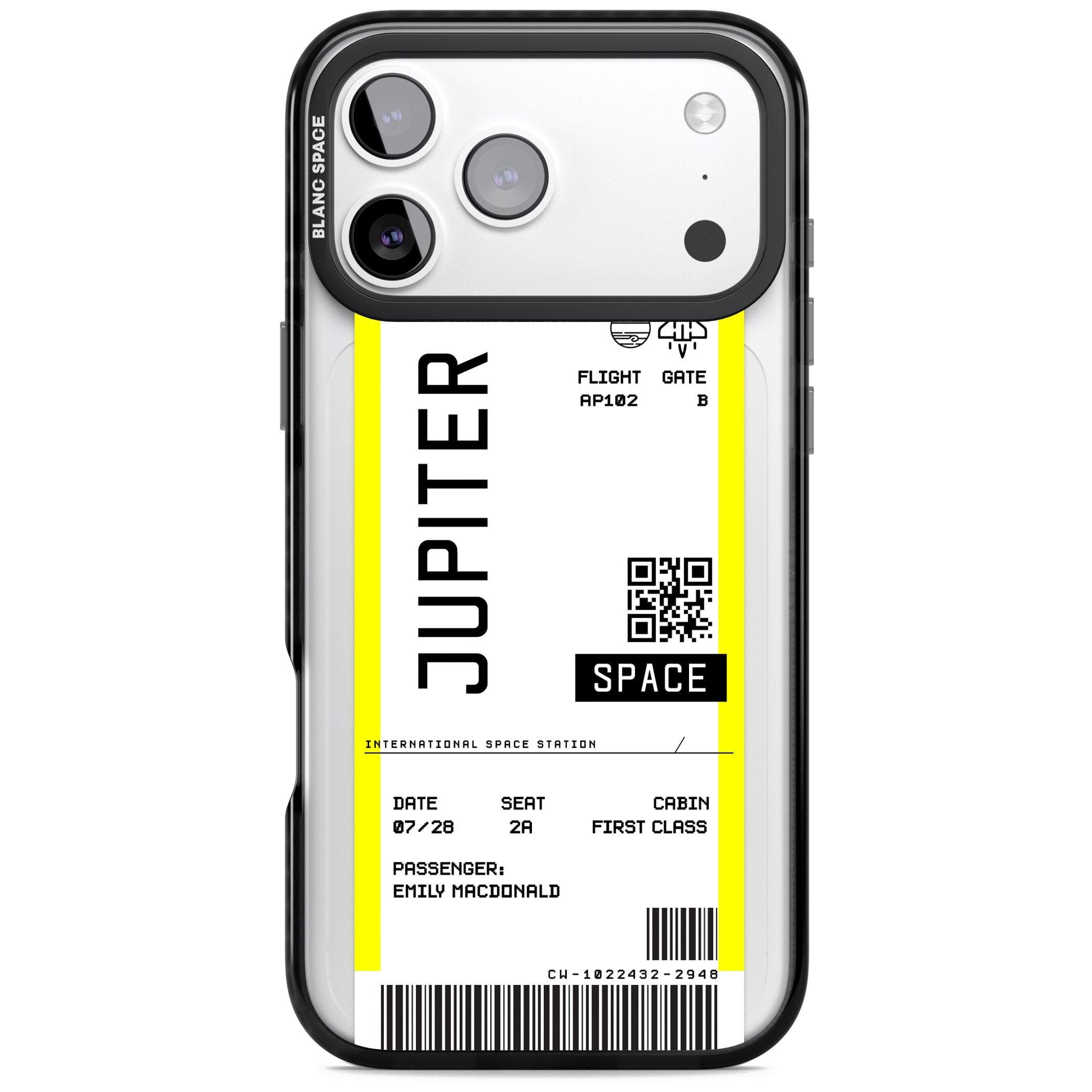 Personalised Jupiter Travel Ticket iPhone 17 Pro Impact Black Phone Case