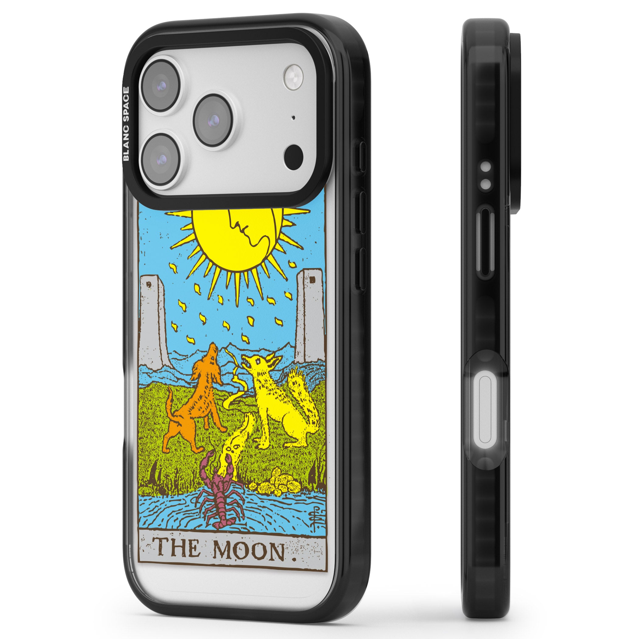 Personalised The Moon Tarot Card (Color) iPhone 17 Pro Impact Black Phone Case Side Profile