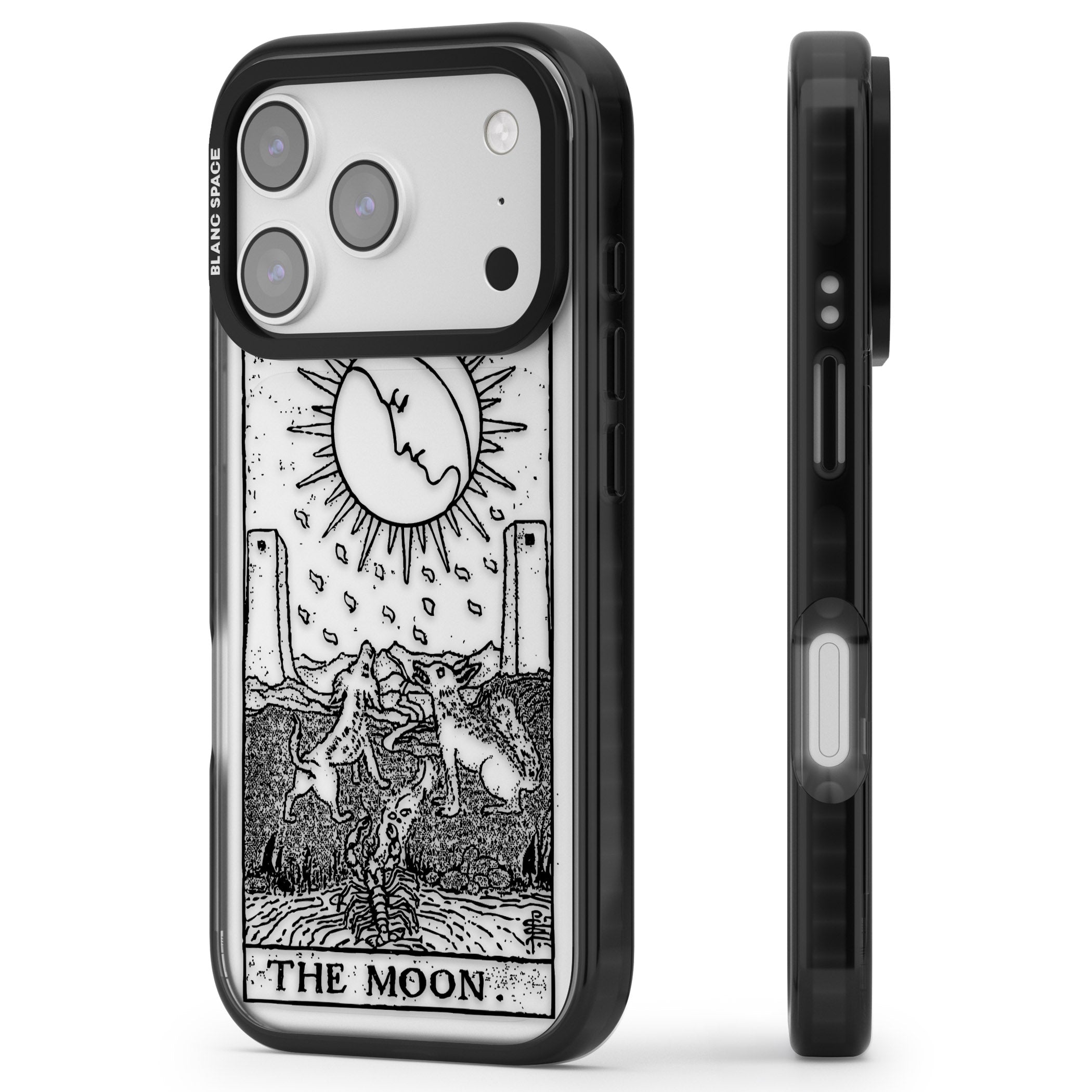 Personalised The Moon Tarot Card (Clear) iPhone 17 Pro Impact Black Phone Case Side Profile