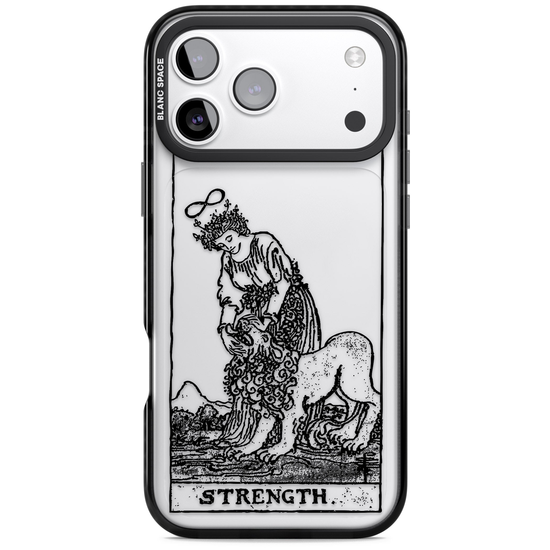 Personalised Strength Tarot Card (Clear) iPhone 17 Pro Impact Black Phone Case