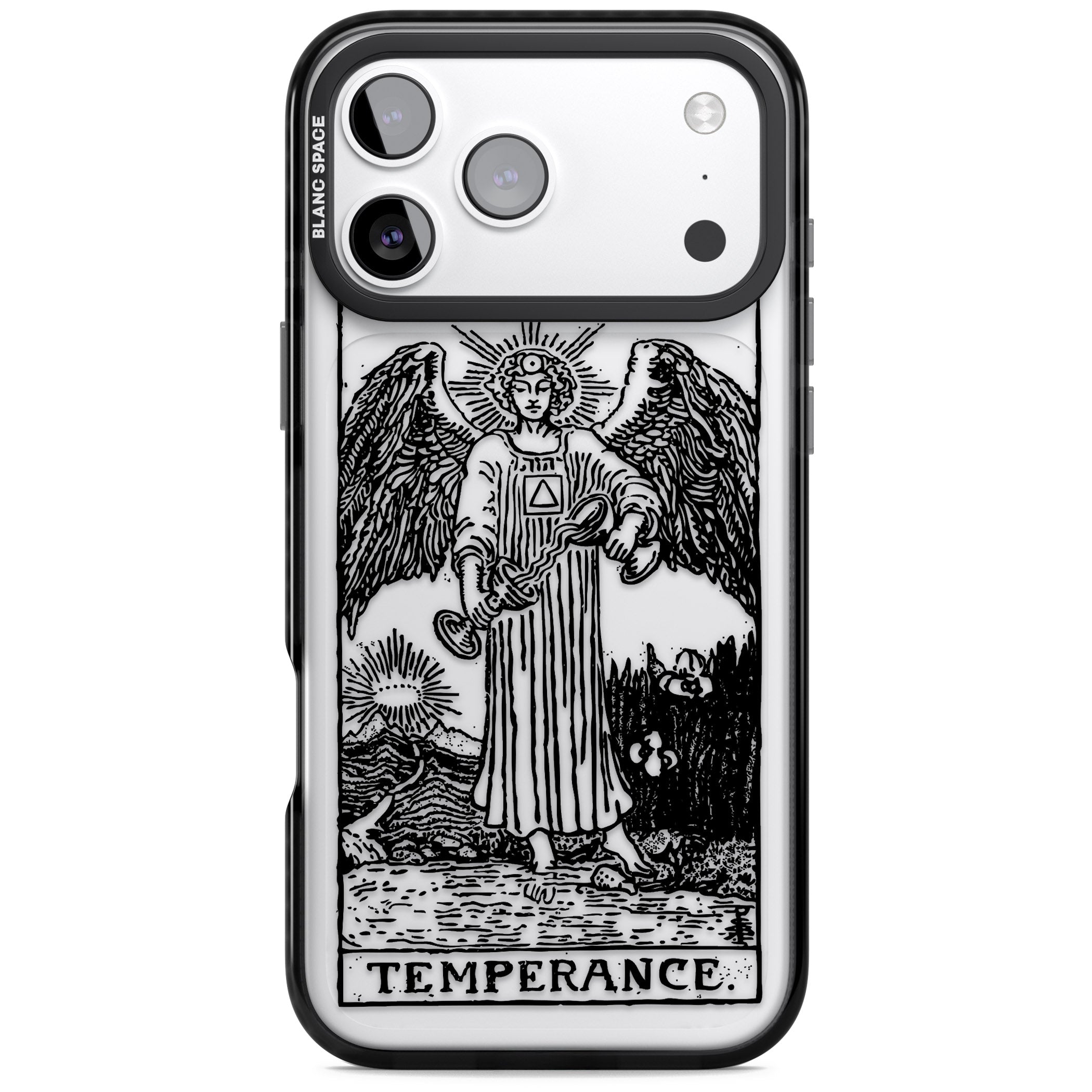 Personalised Temperance Tarot Card (Clear) iPhone 17 Pro Impact Black Phone Case