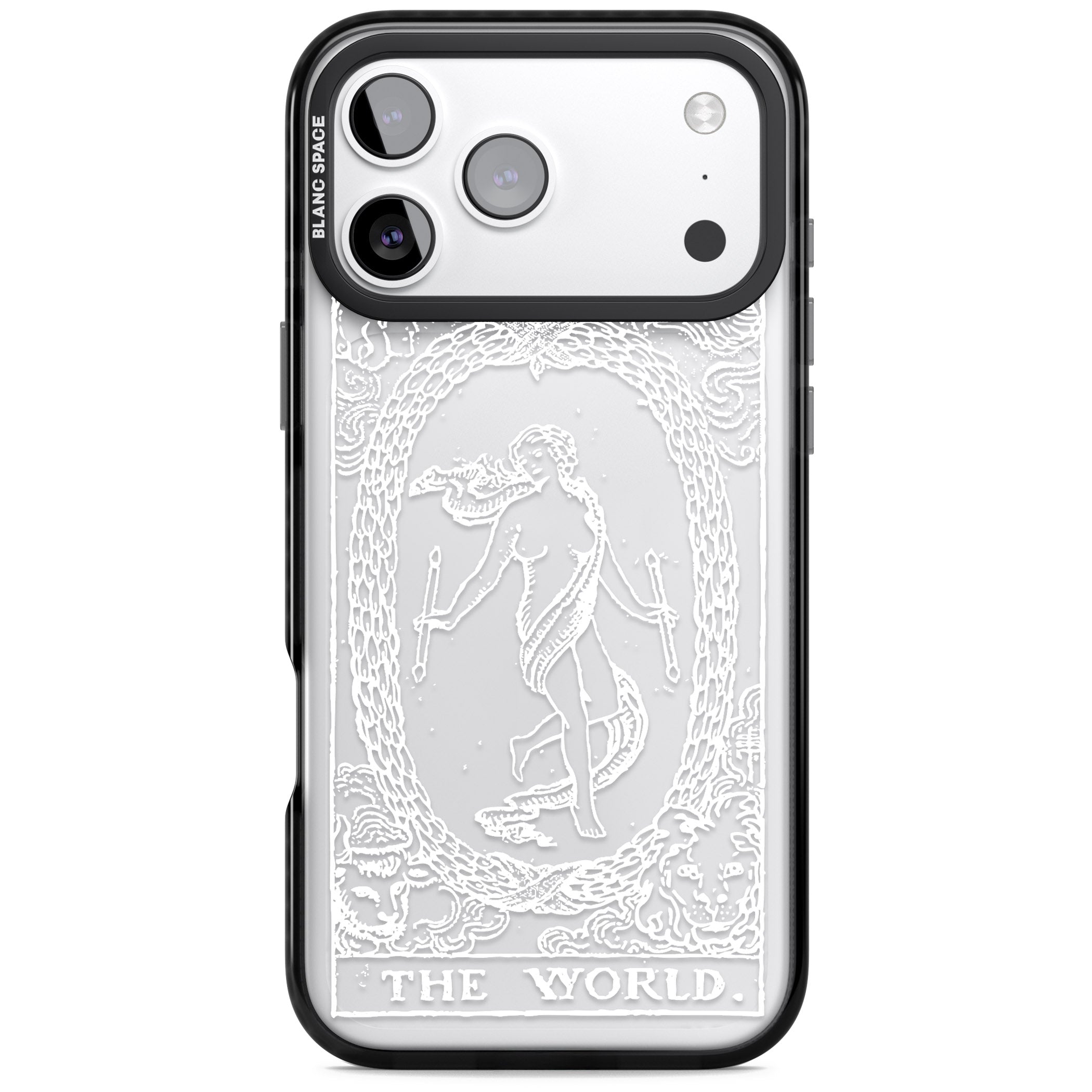 Personalised The World Tarot Card (White) iPhone 17 Pro Impact Black Phone Case