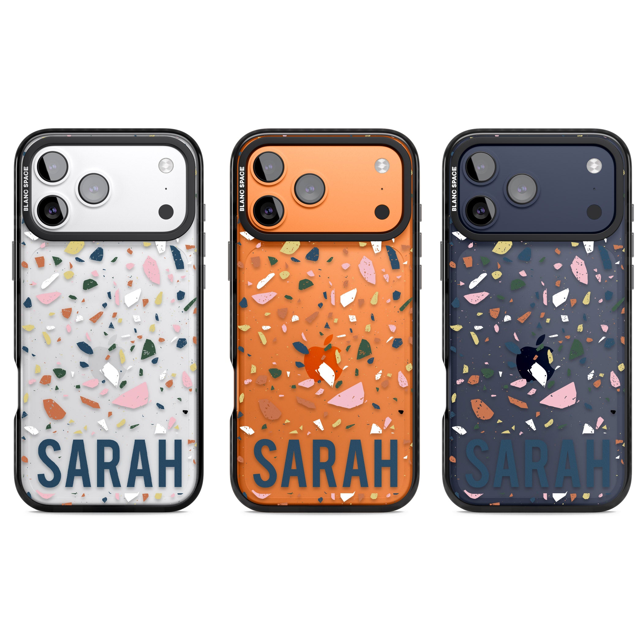 Personalised Terrazzo iPhone 17 Pro Impact Black Phone Case APT Impact Protection