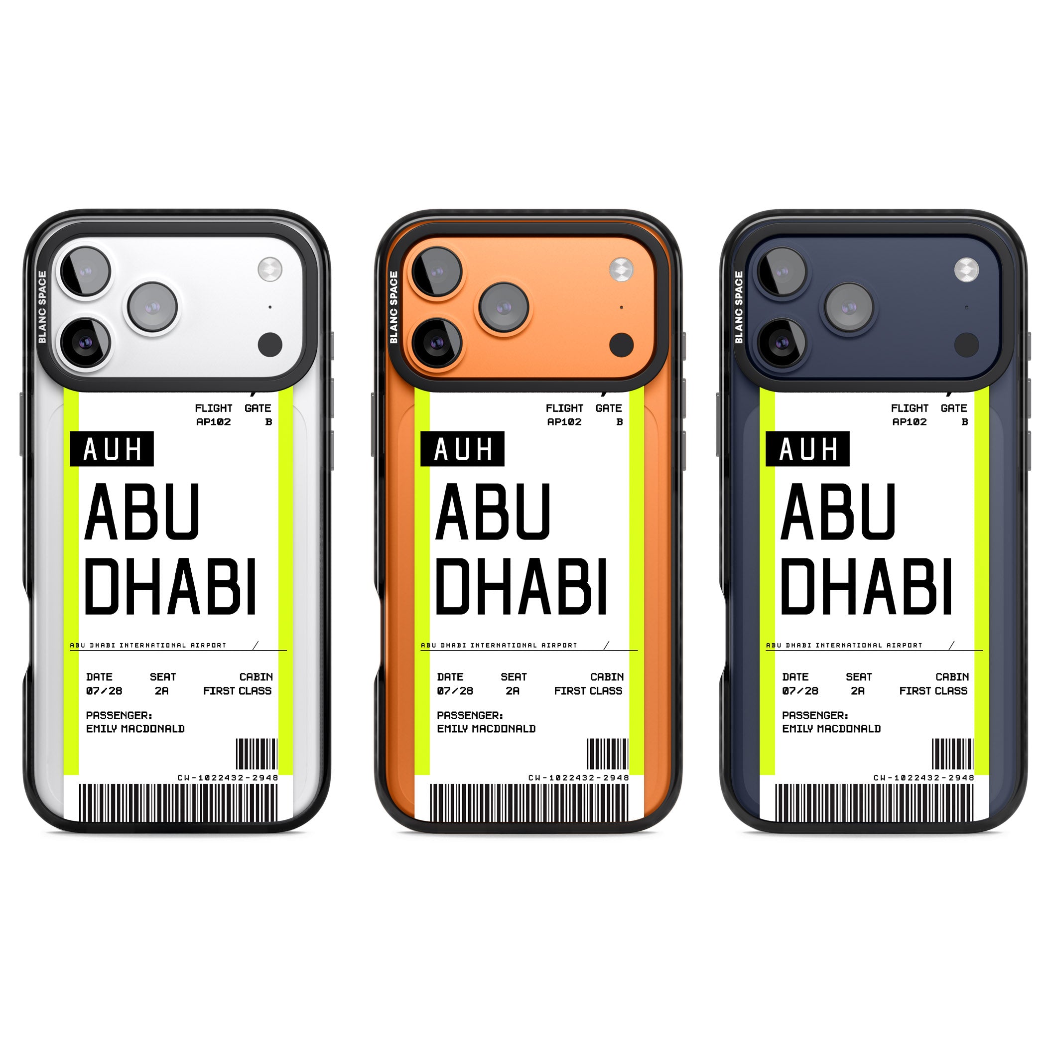 Personalised Abu Dhabi Boarding Pass iPhone 17 Pro Impact Black Phone Case APT Impact Protection
