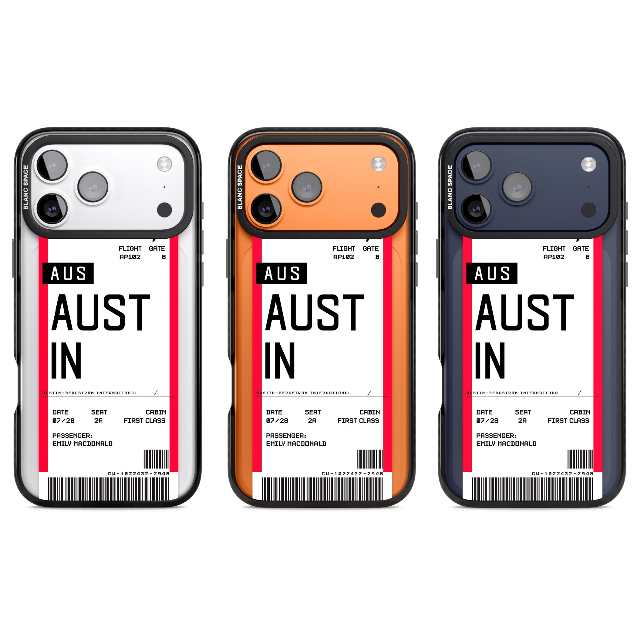 Personalised Austin Boarding Pass iPhone 17 Pro Impact Black Phone Case APT Impact Protection