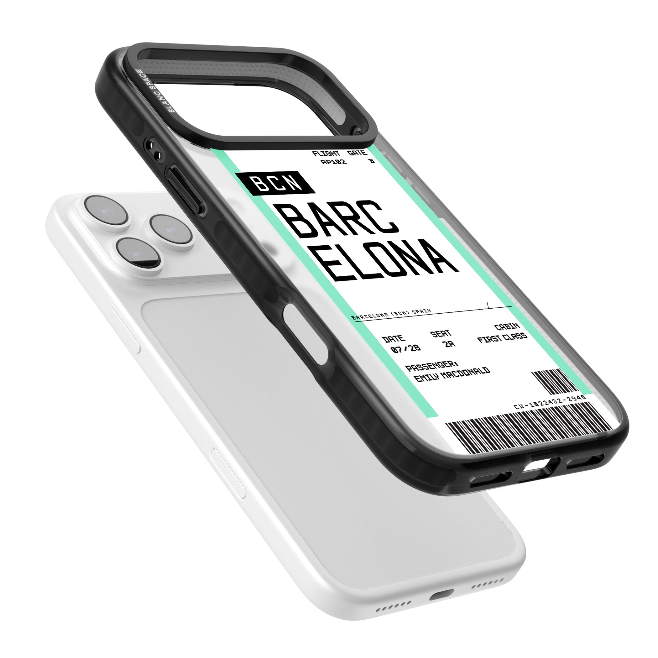 Personalised Barcelona Boarding Pass iPhone 17 Pro Impact Black Phone Case Colours