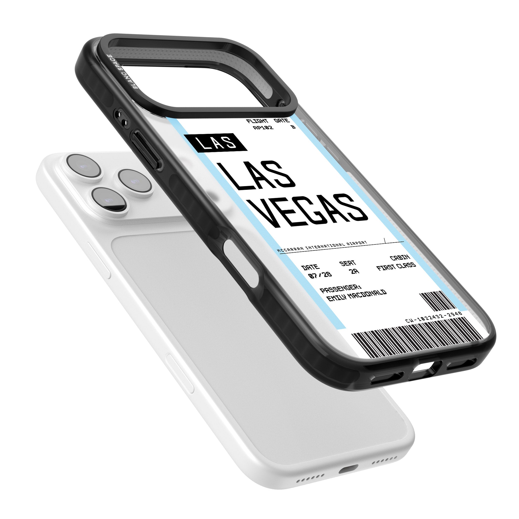 Personalised Las Vegas Boarding Pass iPhone 17 Pro Impact Black Phone Case Colours