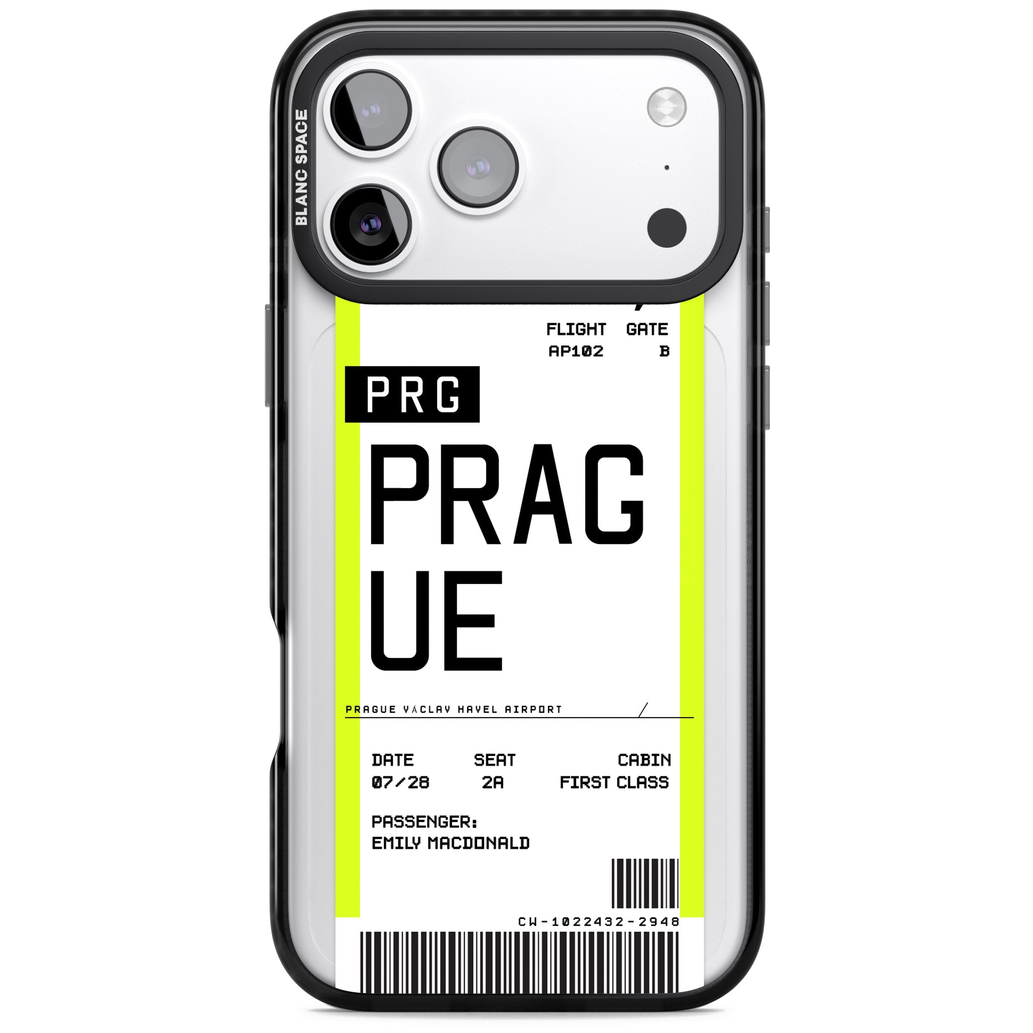 Personalised Prague Boarding Pass iPhone 17 Pro Impact Black Phone Case