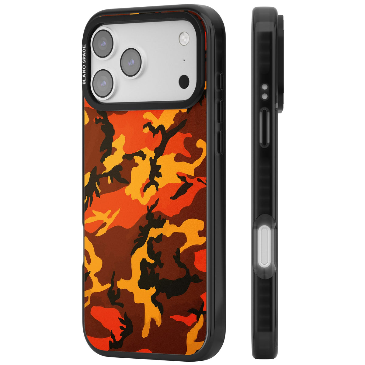 Orange Camo iPhone 17 Pro Max Impact Black Phone Case side
