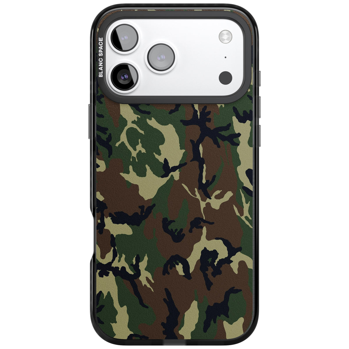 Forest Green Camo iPhone 17 Pro Max Impact Black Phone Case front