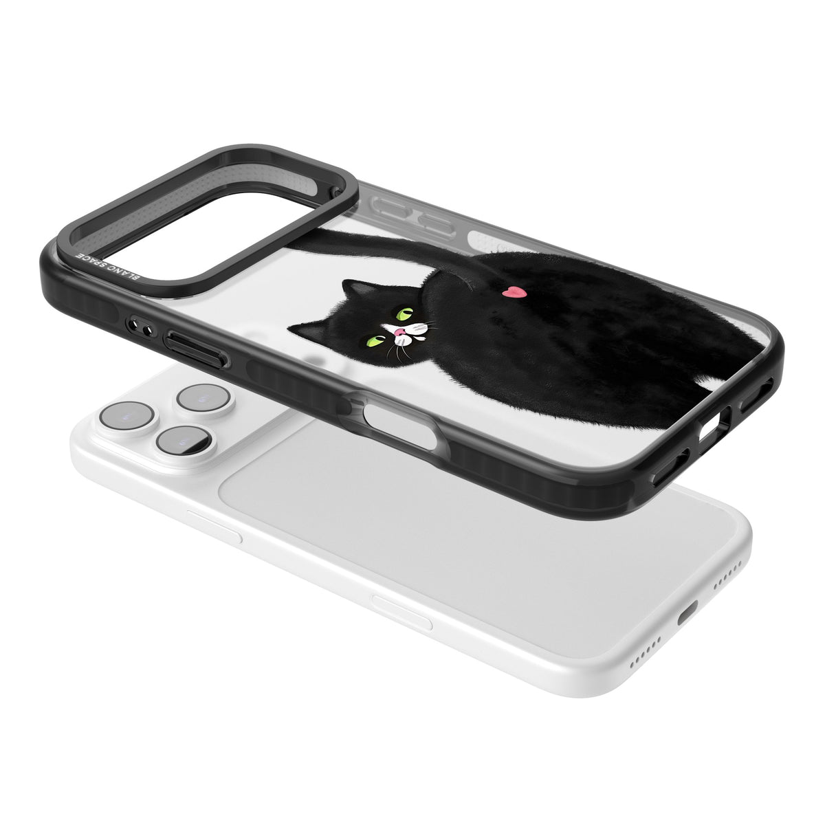 The Cat's Kiss iPhone 17 Pro Max Impact Black Phone Case angled