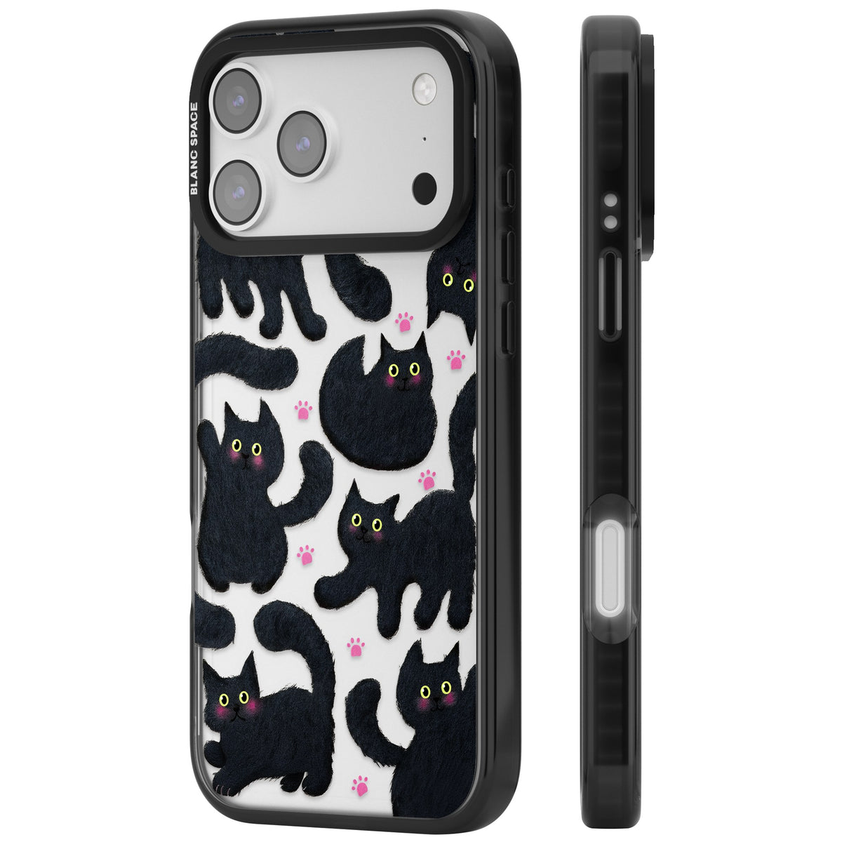 Midnight Cats iPhone 17 Pro Max Impact Black Phone Case side