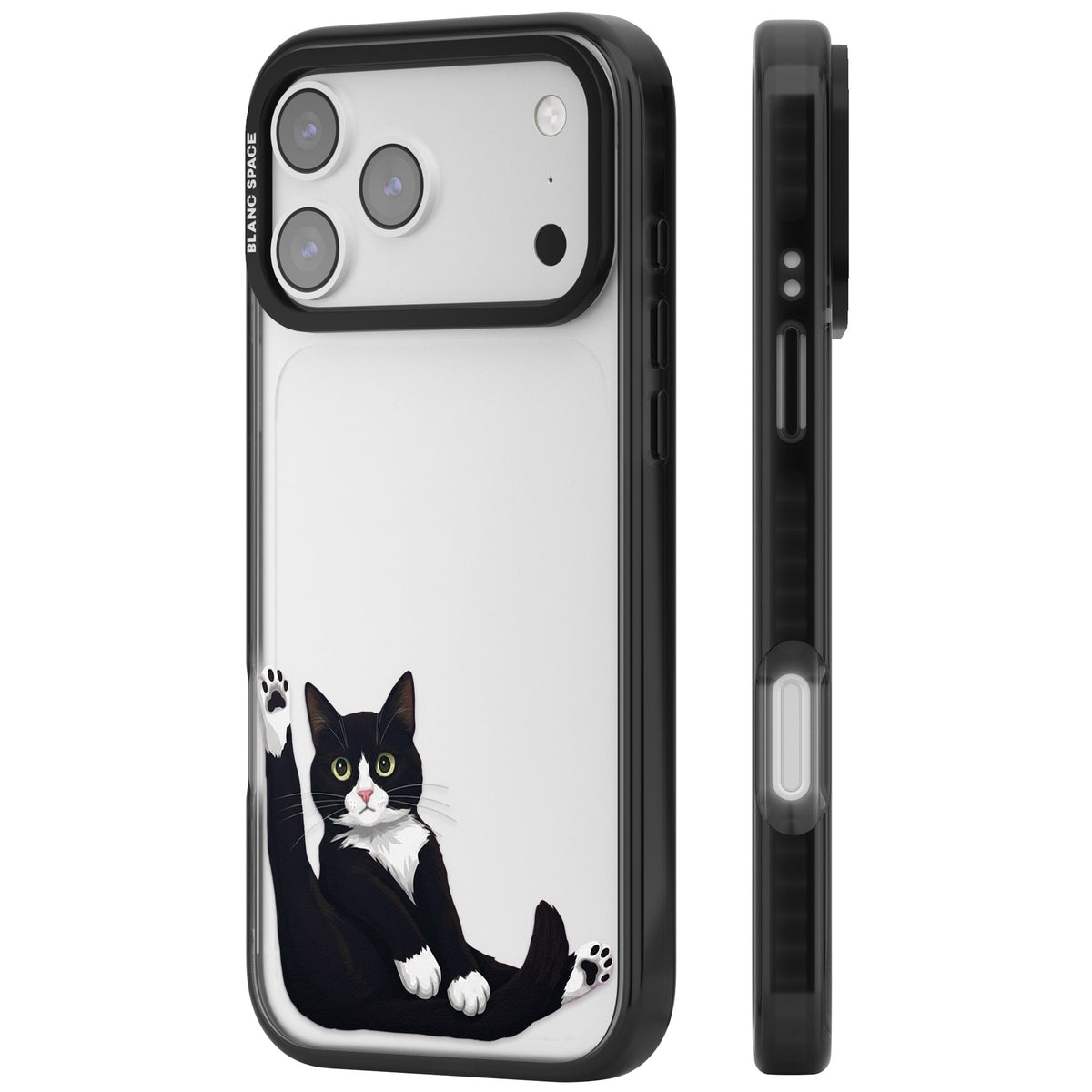 Mid-Groom Cat iPhone 17 Pro Max Impact Black Phone Case side