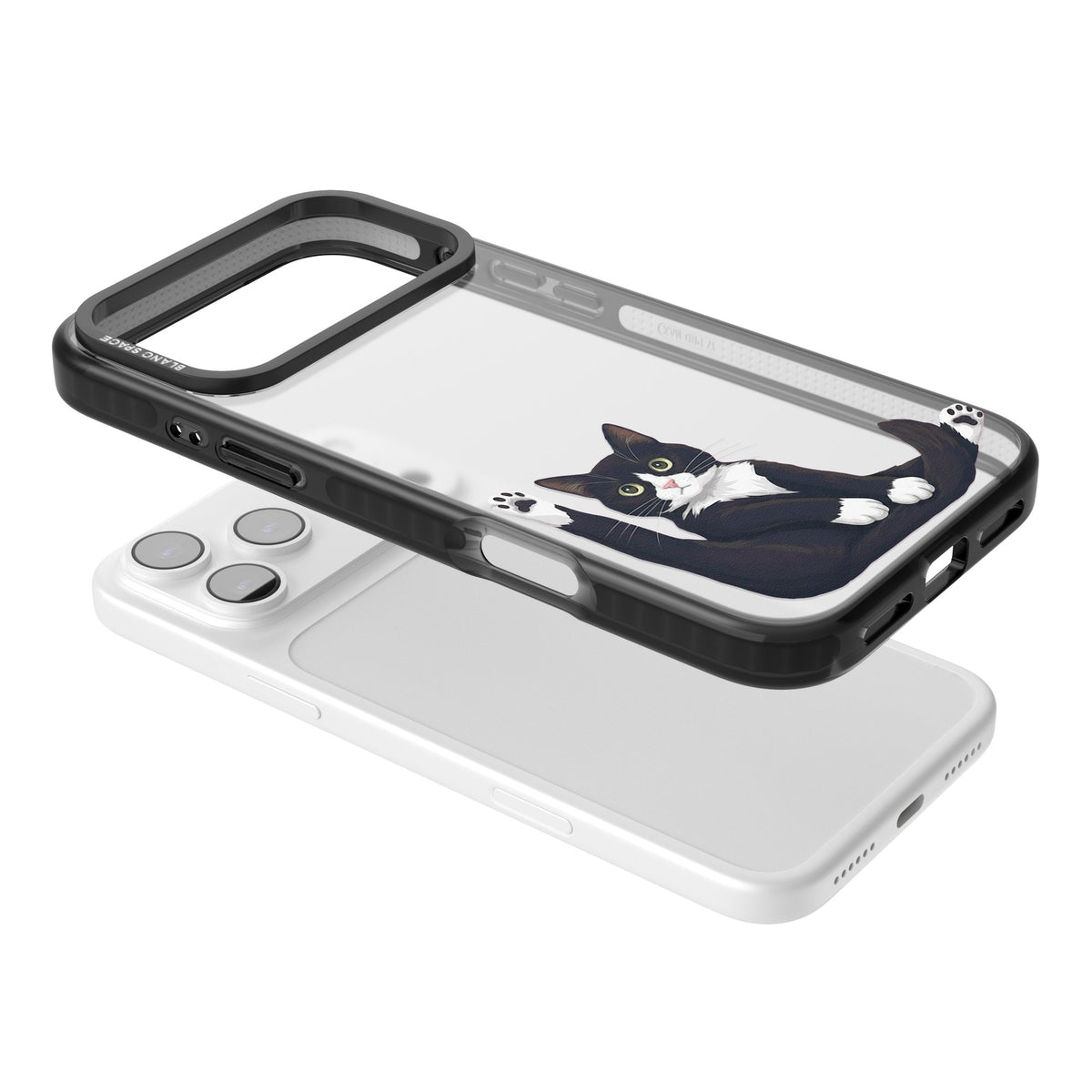 Mid-Groom Cat iPhone 17 Pro Max Impact Black Phone Case angled