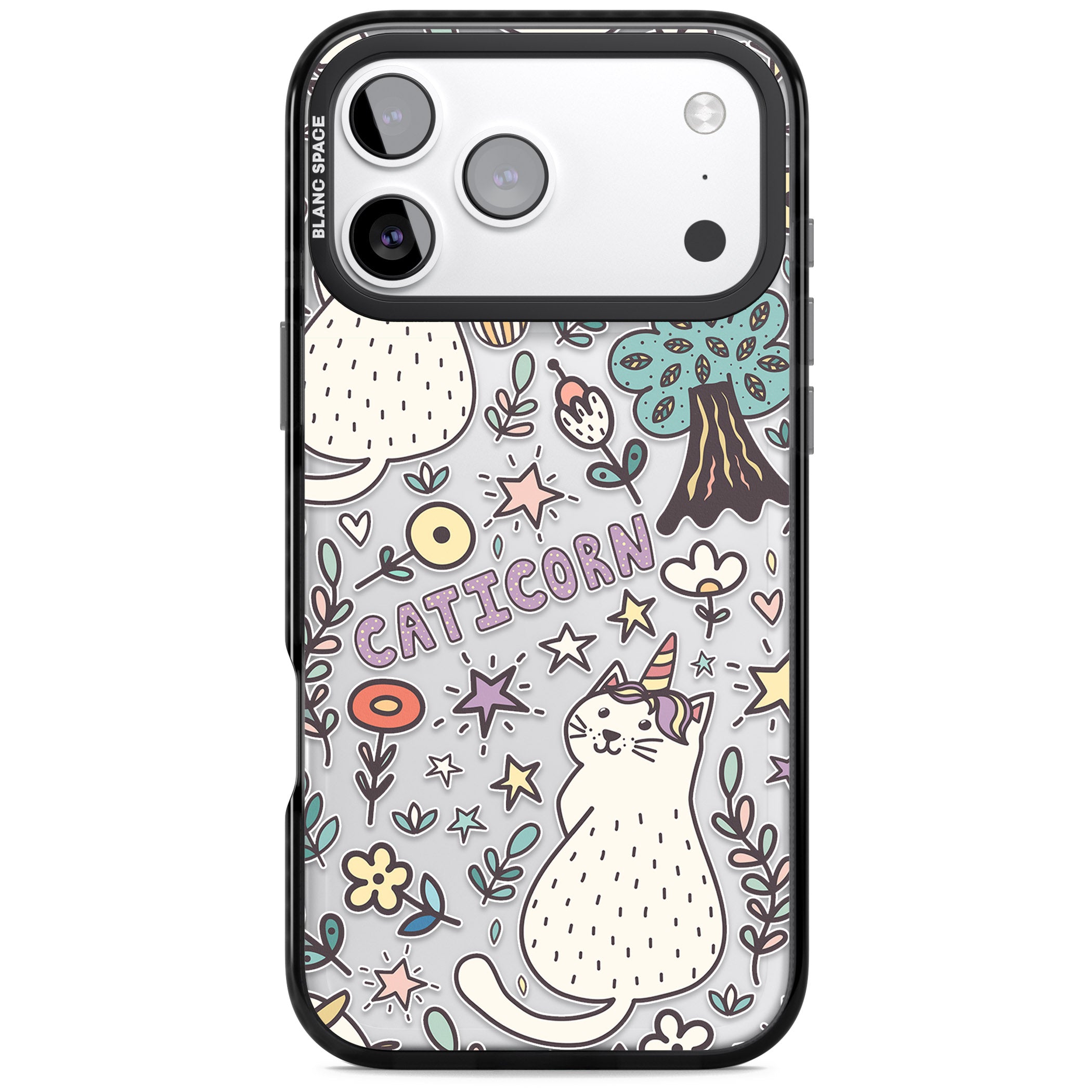 Caticorn Pattern iPhone 17 Pro Impact Black Phone Case