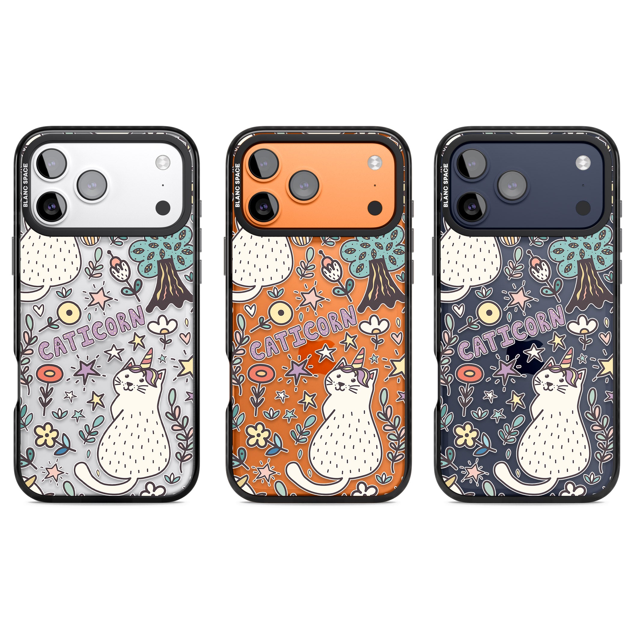 Caticorn Pattern iPhone 17 Pro Impact Black Phone Case APT Impact Protection