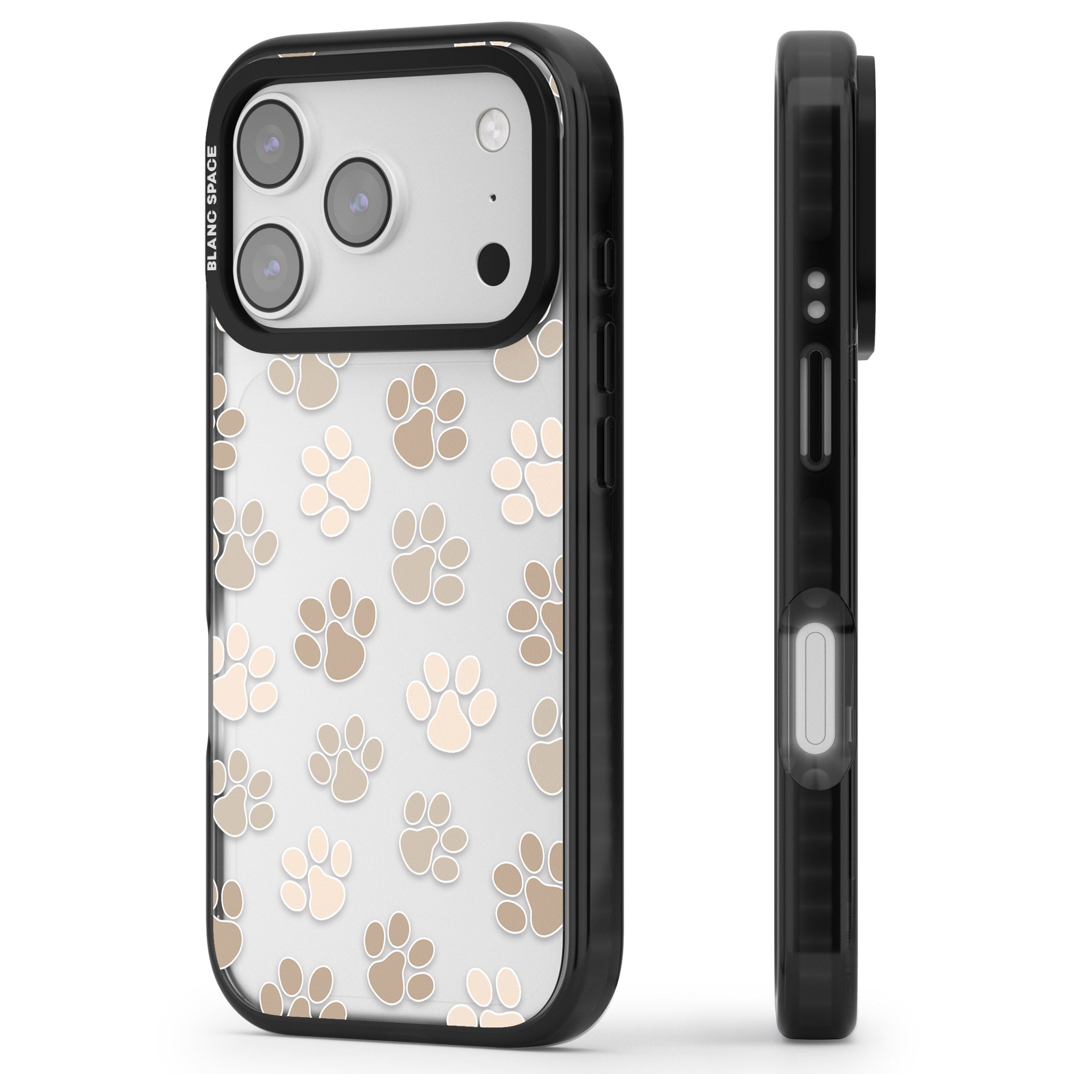 Paw Prints iPhone 17 Pro Impact Black Phone Case Side Profile