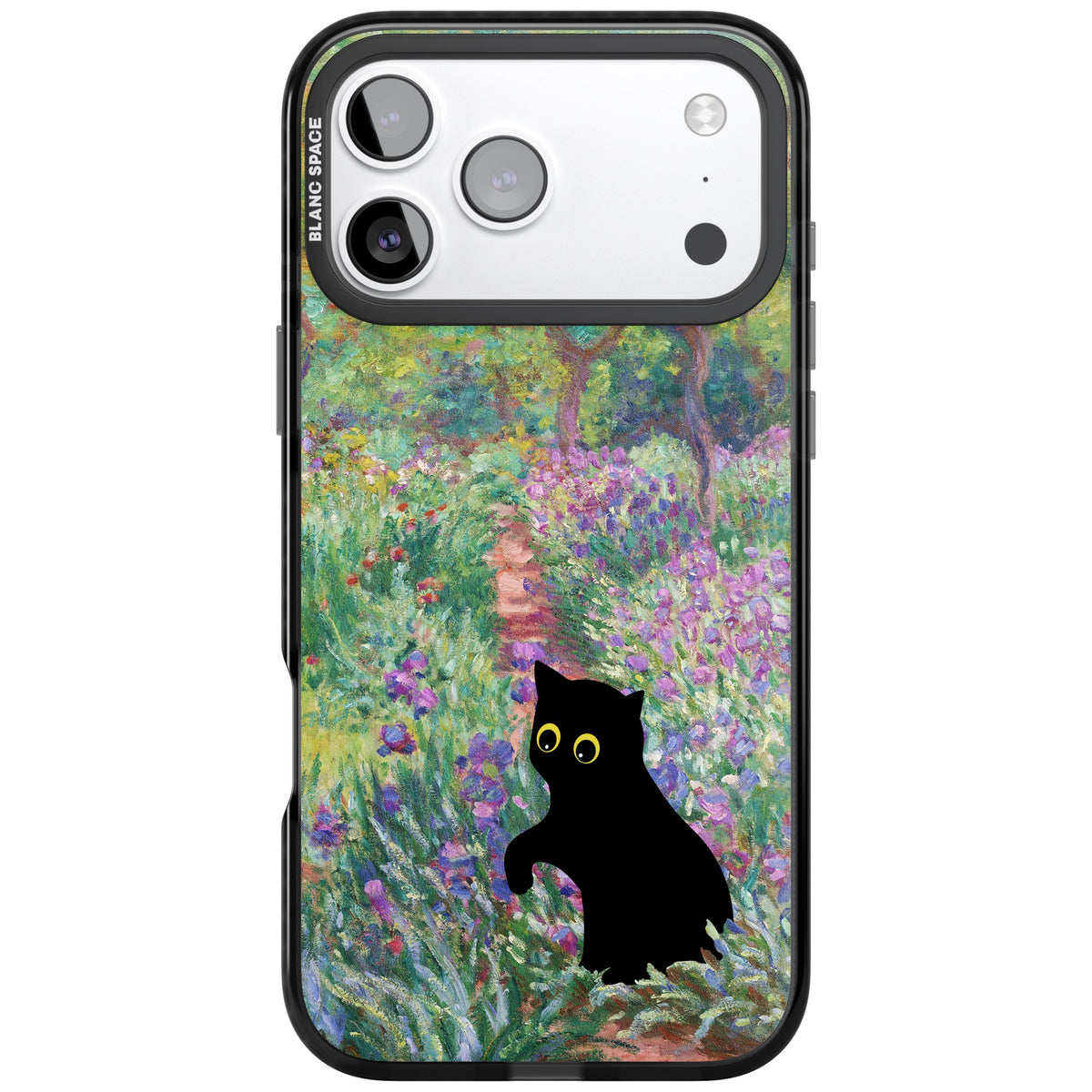 Cat in Monet's Giverny Garden iPhone 17 Pro Max Impact Black Phone Case front