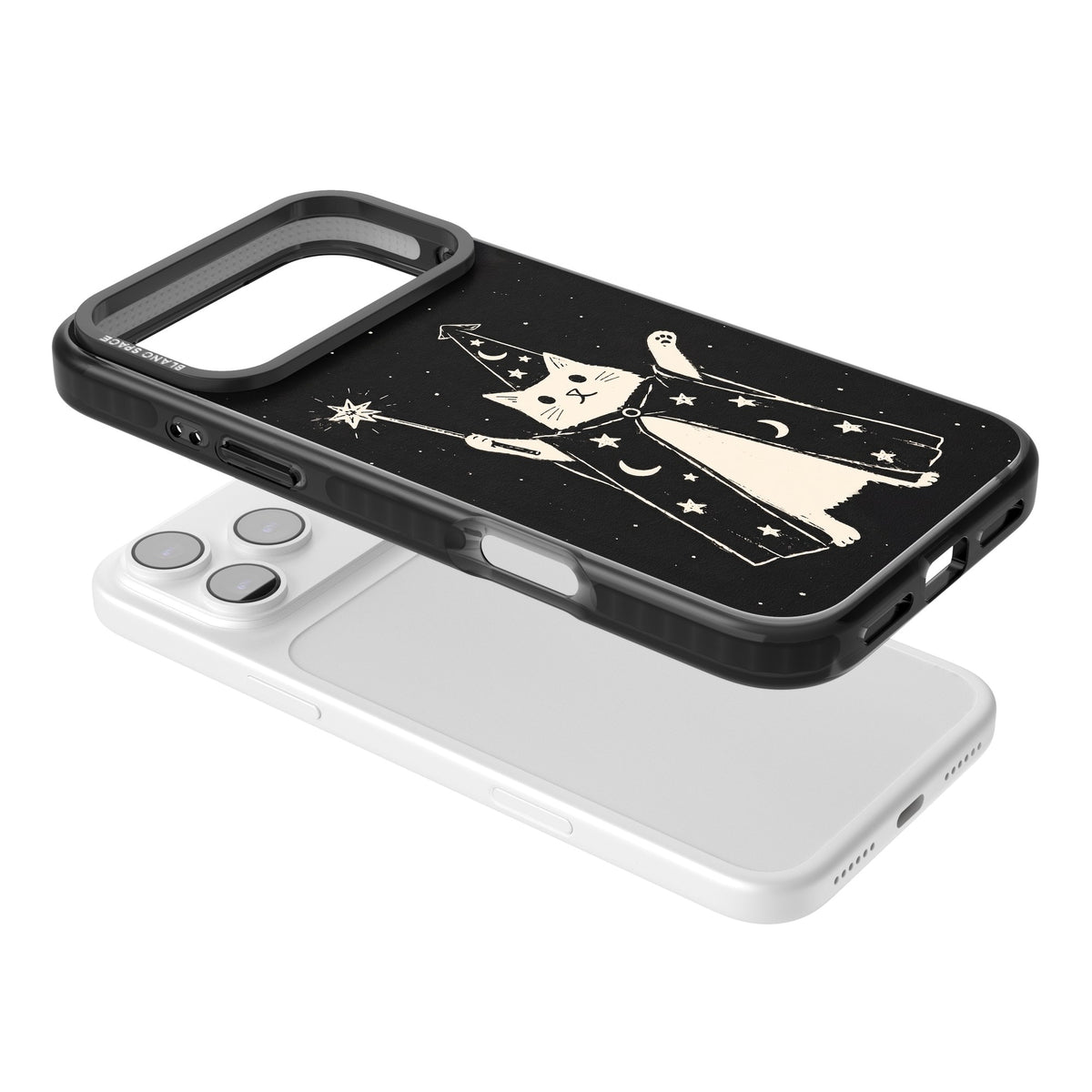 Whisker Wizard iPhone 17 Pro Max Impact Black Phone Case angled