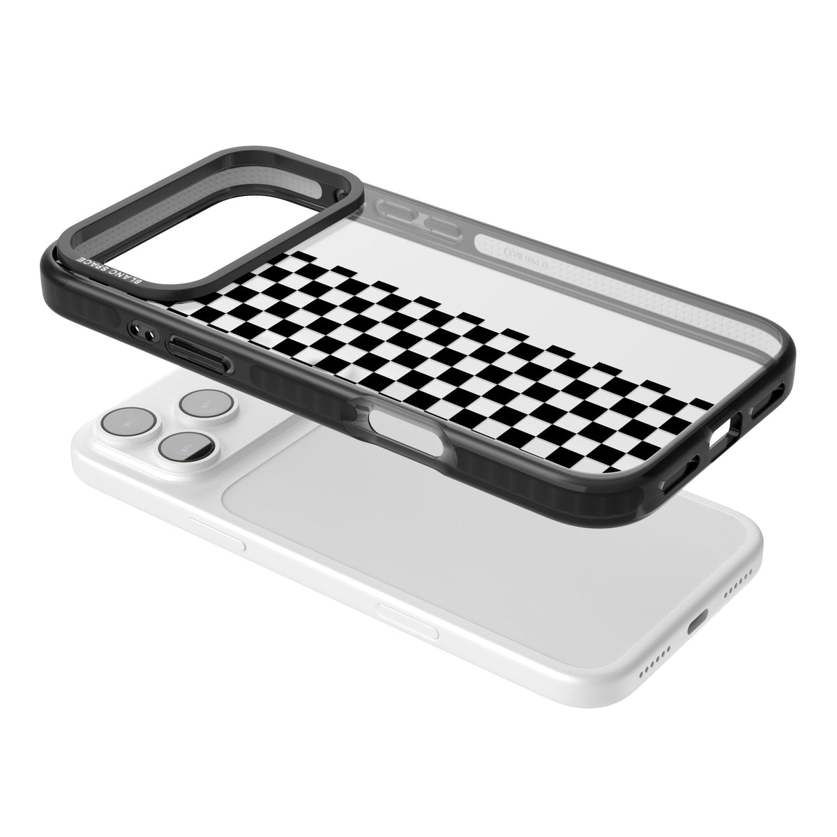 Half Black Check iPhone 17 Pro Max Impact Black Phone Case angled