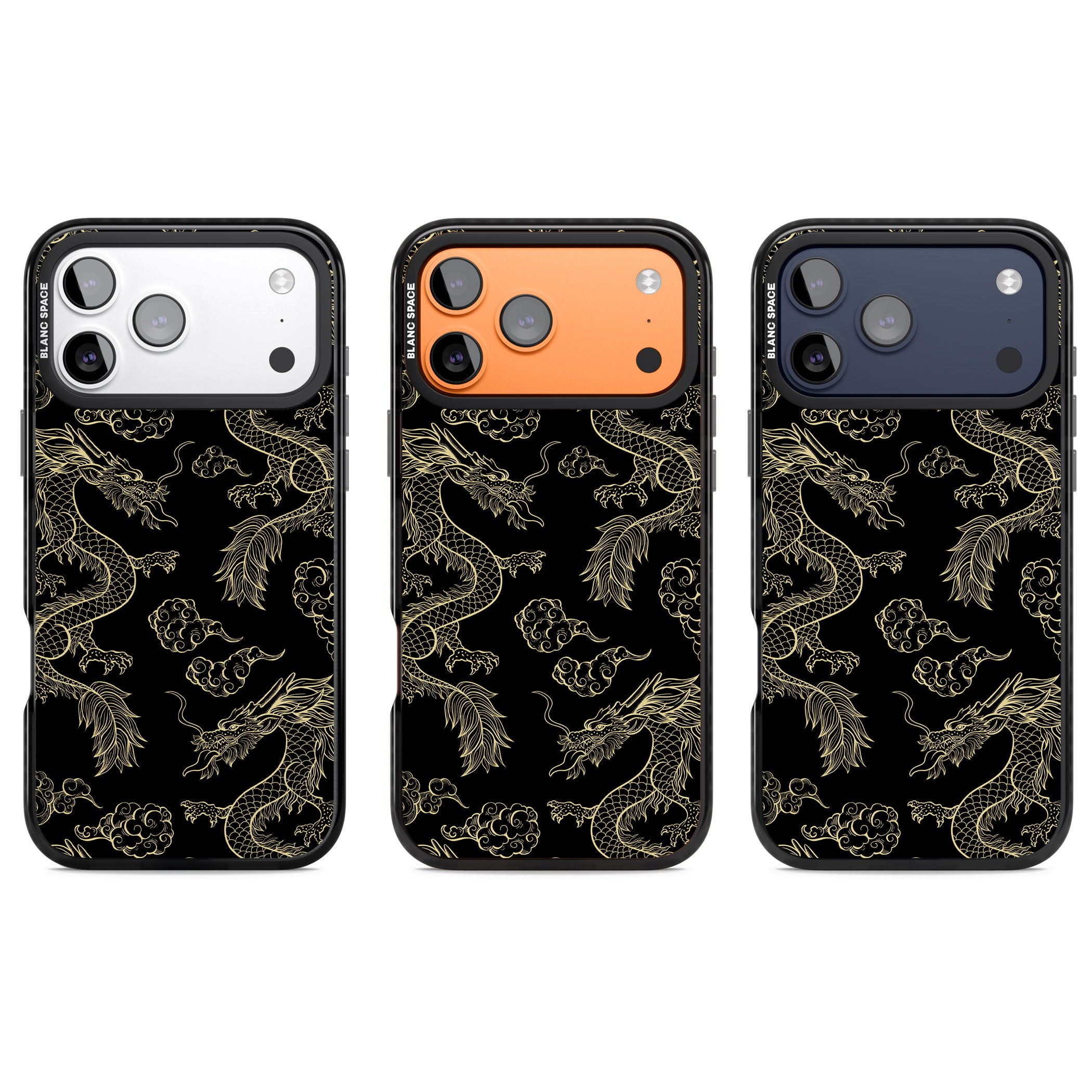 Black And Gold Dragon Pattern iPhone 17 Pro Impact Black Phone Case APT Impact Protection