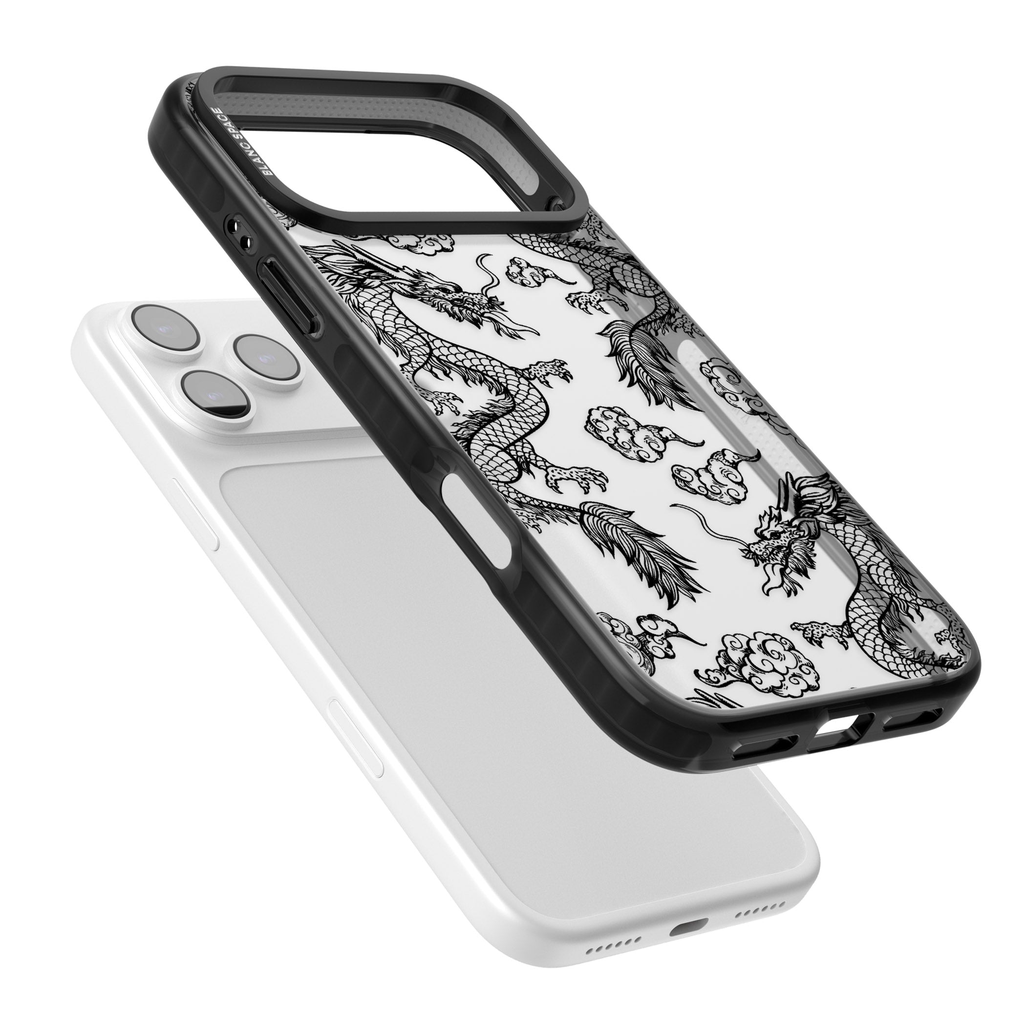 Black Dragon Pattern iPhone 17 Pro Impact Black Phone Case Colours