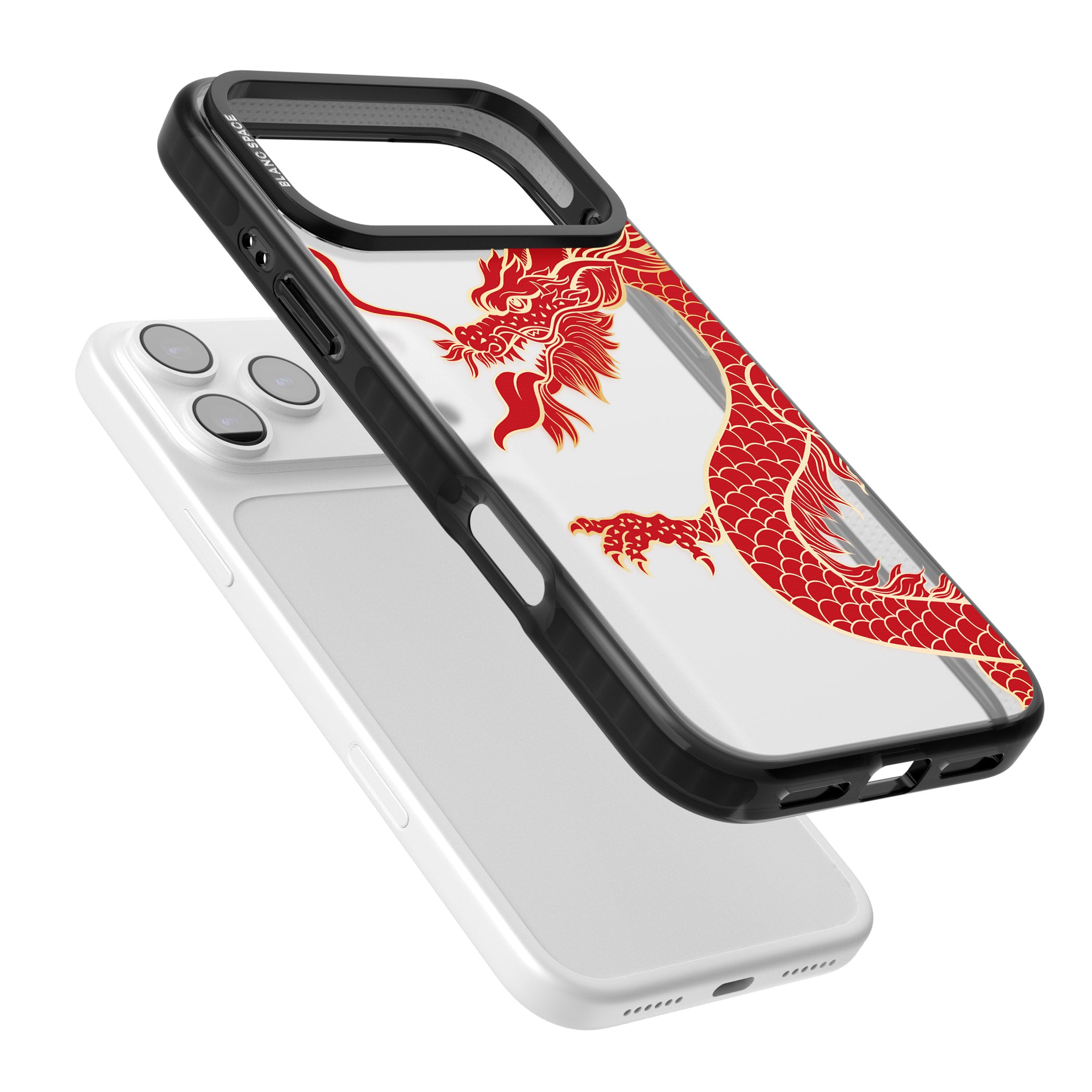 Large Red Dragon iPhone 17 Pro Impact Black Phone Case Colours