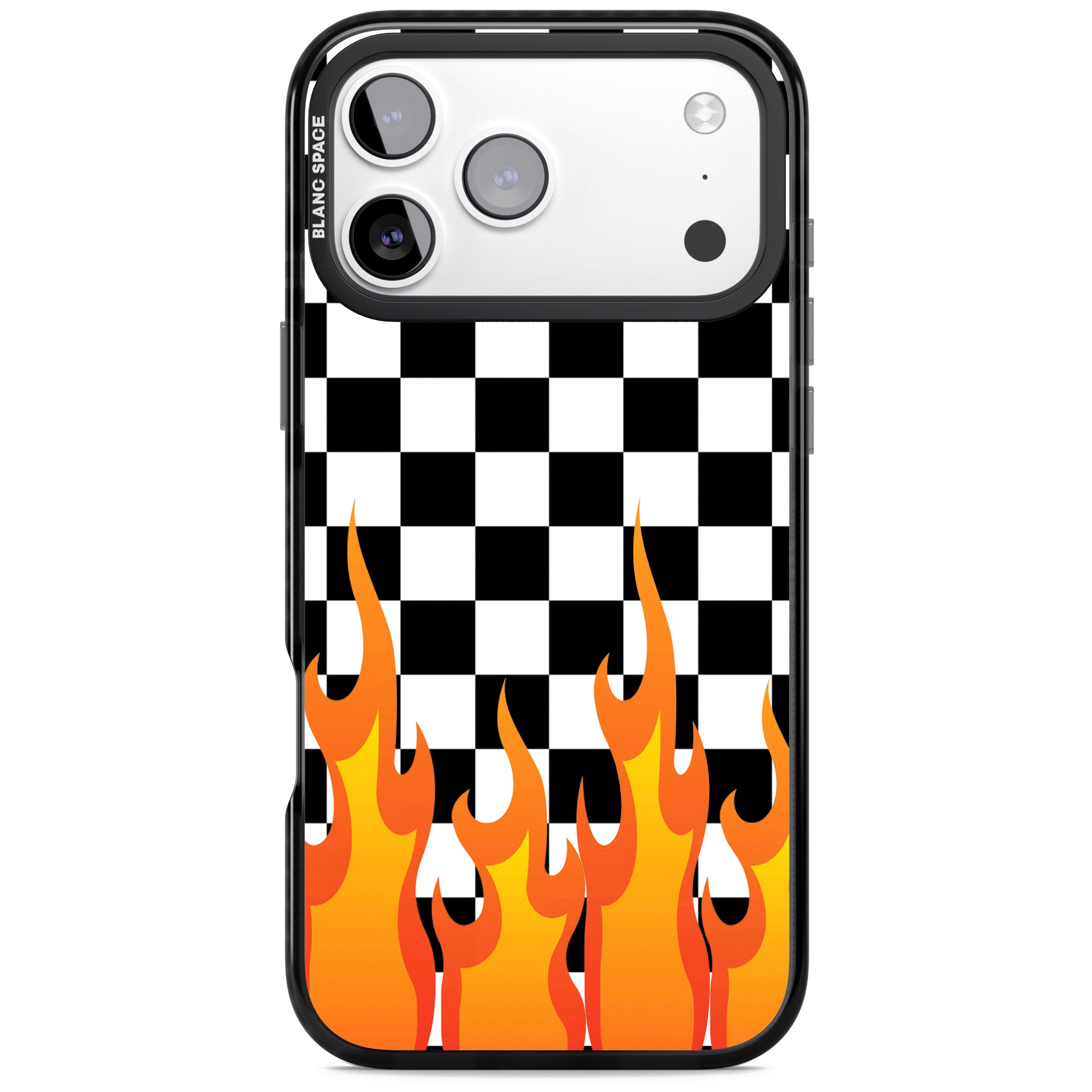 Checkered Fire iPhone 17 Pro Impact Black Phone Case