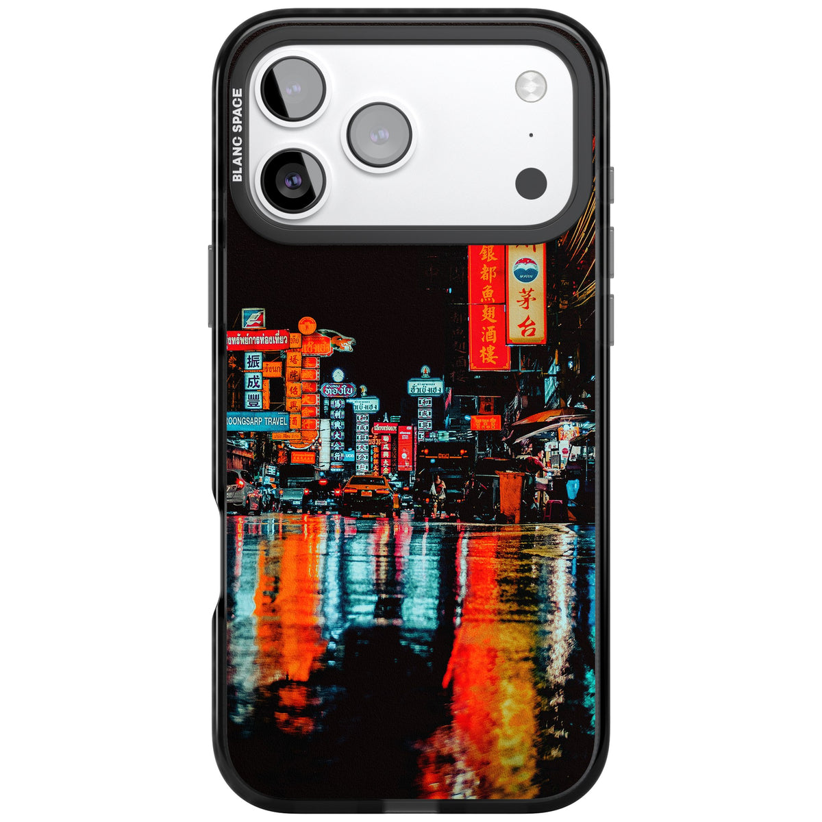 Neon City iPhone 17 Pro Max Impact Black Phone Case front